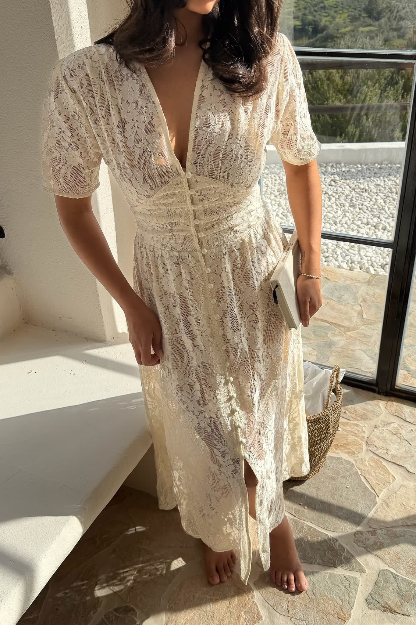 AdeliaIC Long Dress - Off White Lace - Image 5