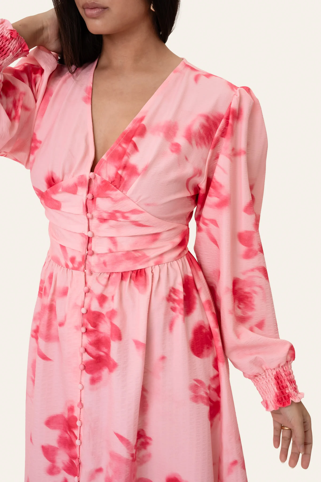 AdelIC Long Dress - Abstract Pink Flower Print - Image 5