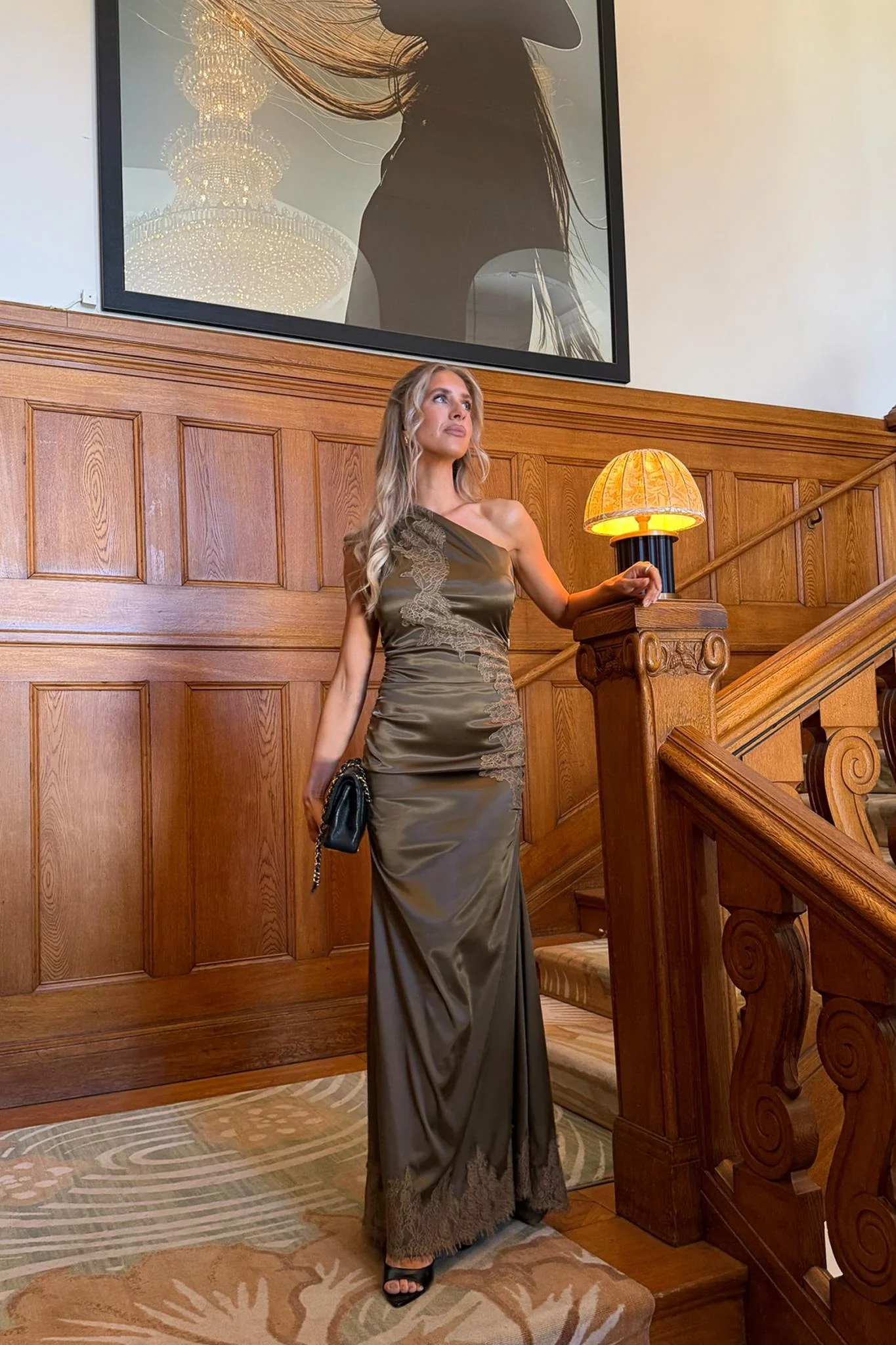 AndreaIC Satin Dress - Olive Lace - Image 11