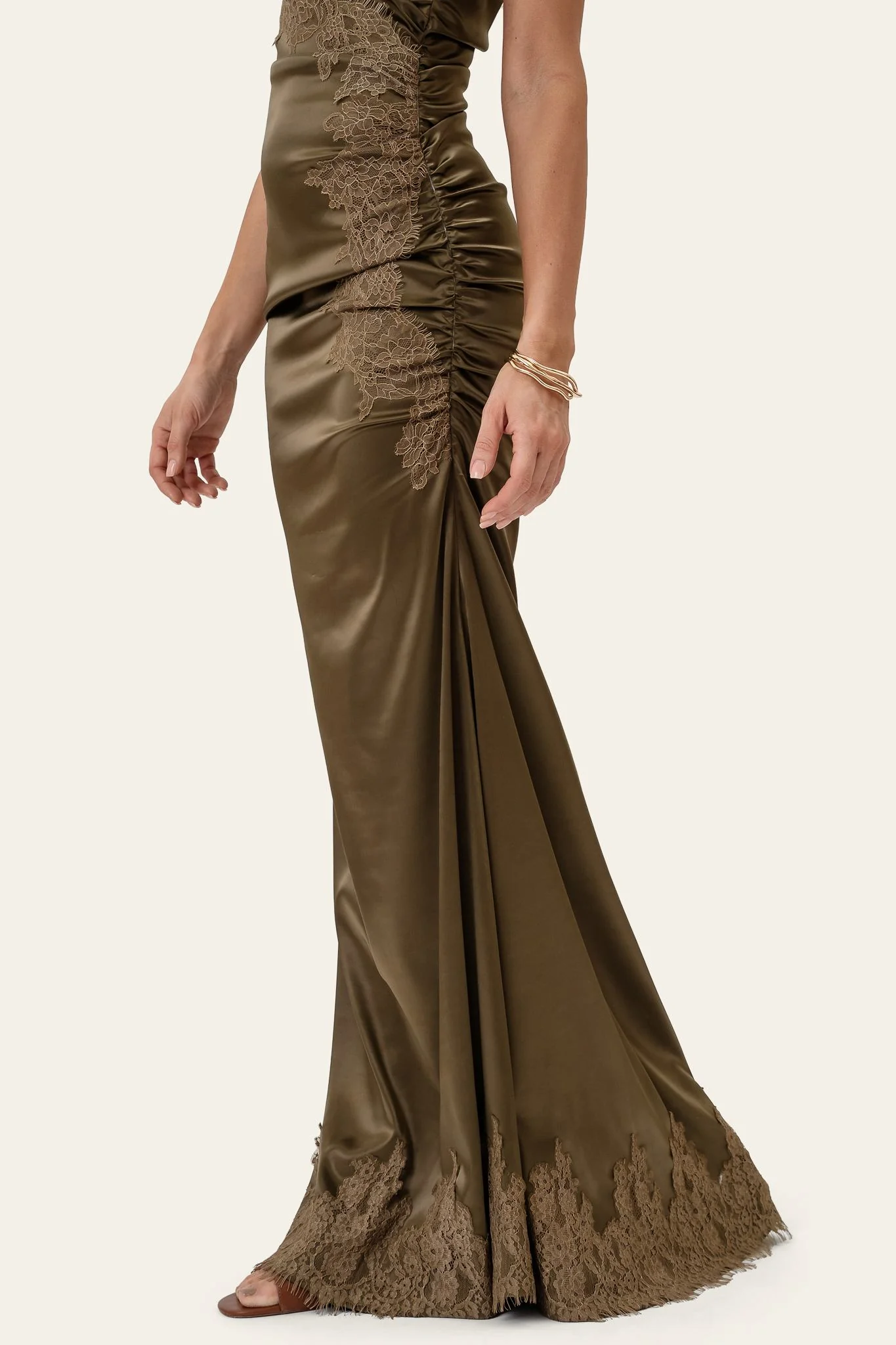 AndreaIC Satin Dress - Olive Lace - Image 4