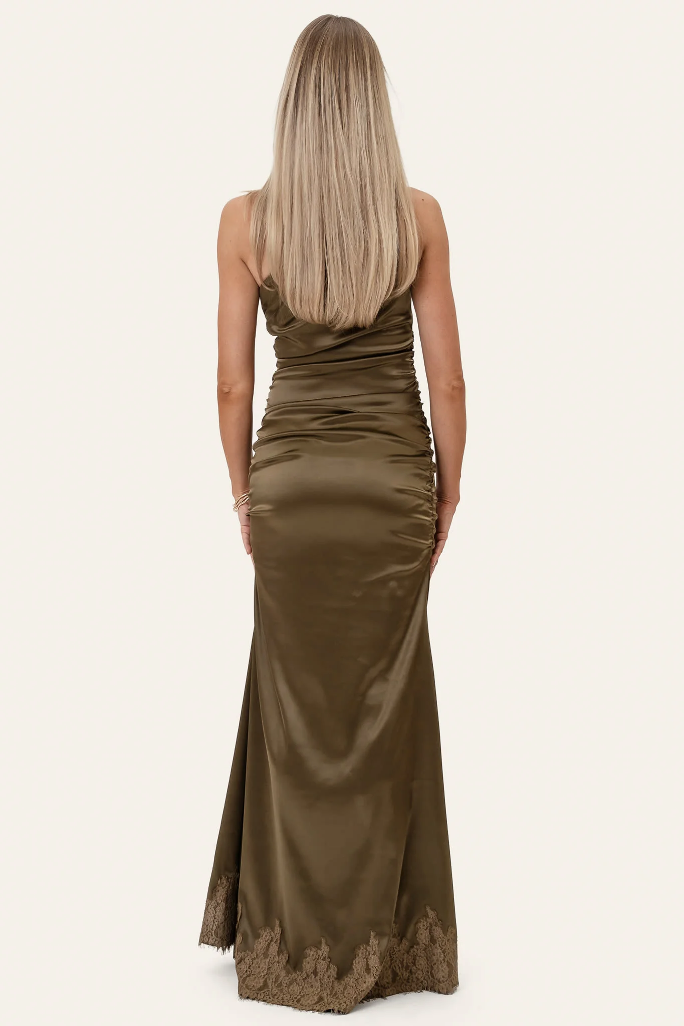 AndreaIC Satin Dress - Olive Lace - Image 5