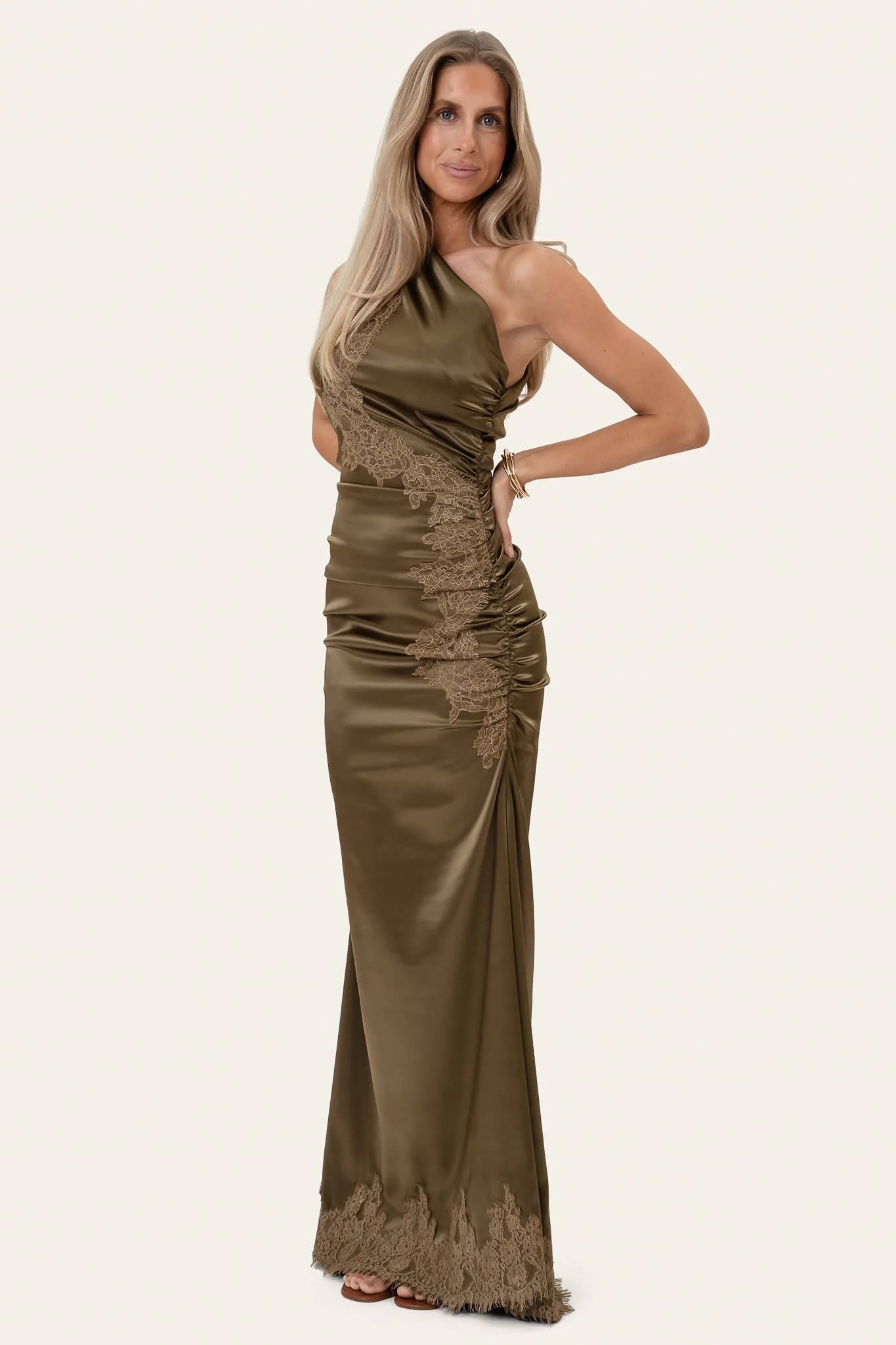 AndreaIC Satin Dress - Olive Lace - Image 9