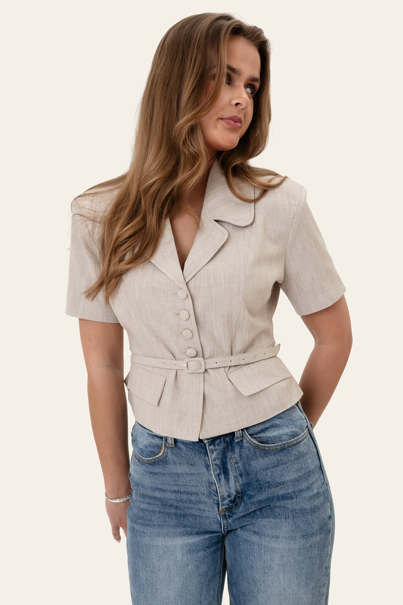 AnnieIC Tee Blazer - Beige - Image 2