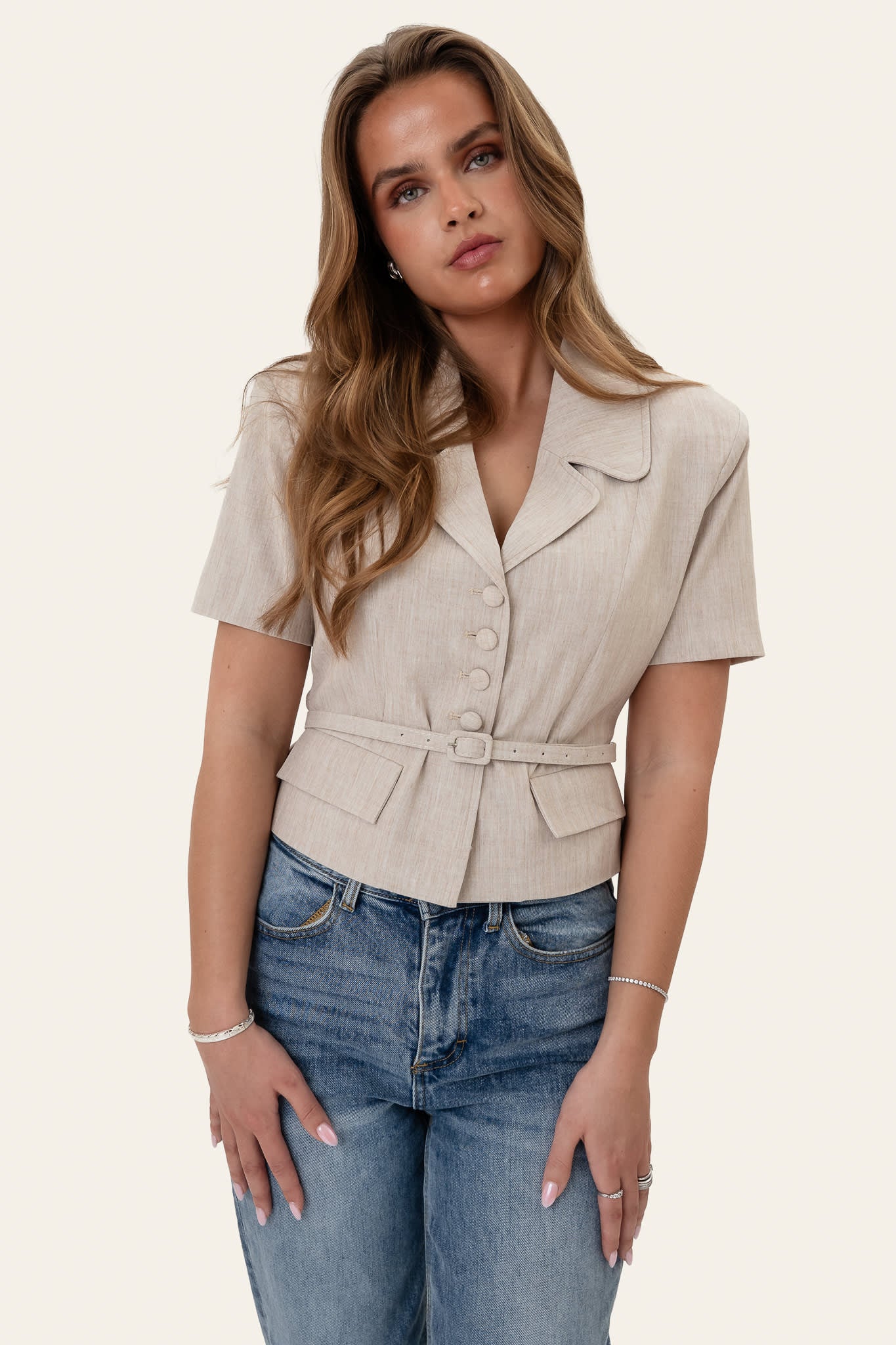 AnnieIC Tee Blazer - Beige - Image 4