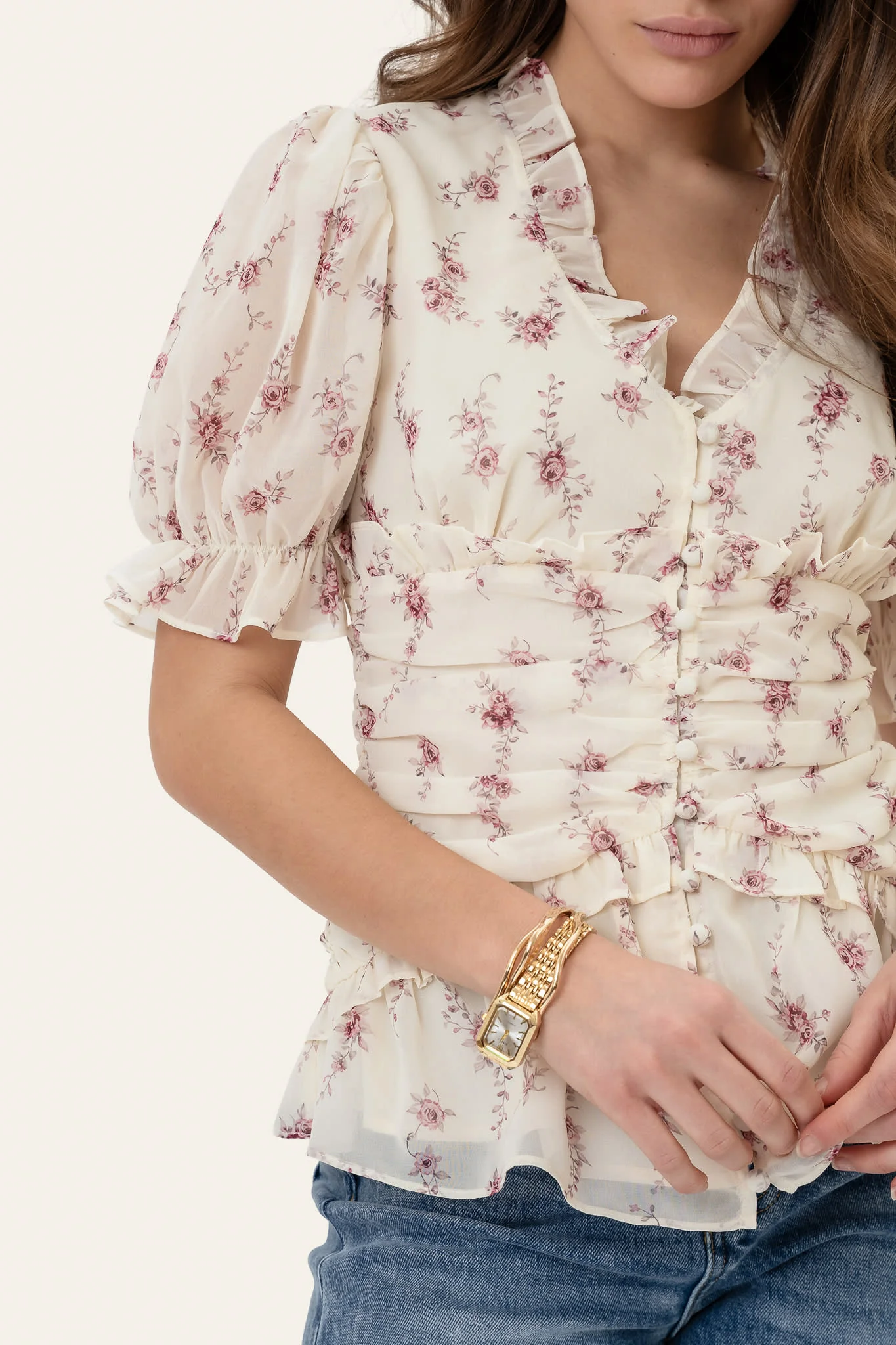 ArielIC Blouse - Off White Vintage Rose - Image 7