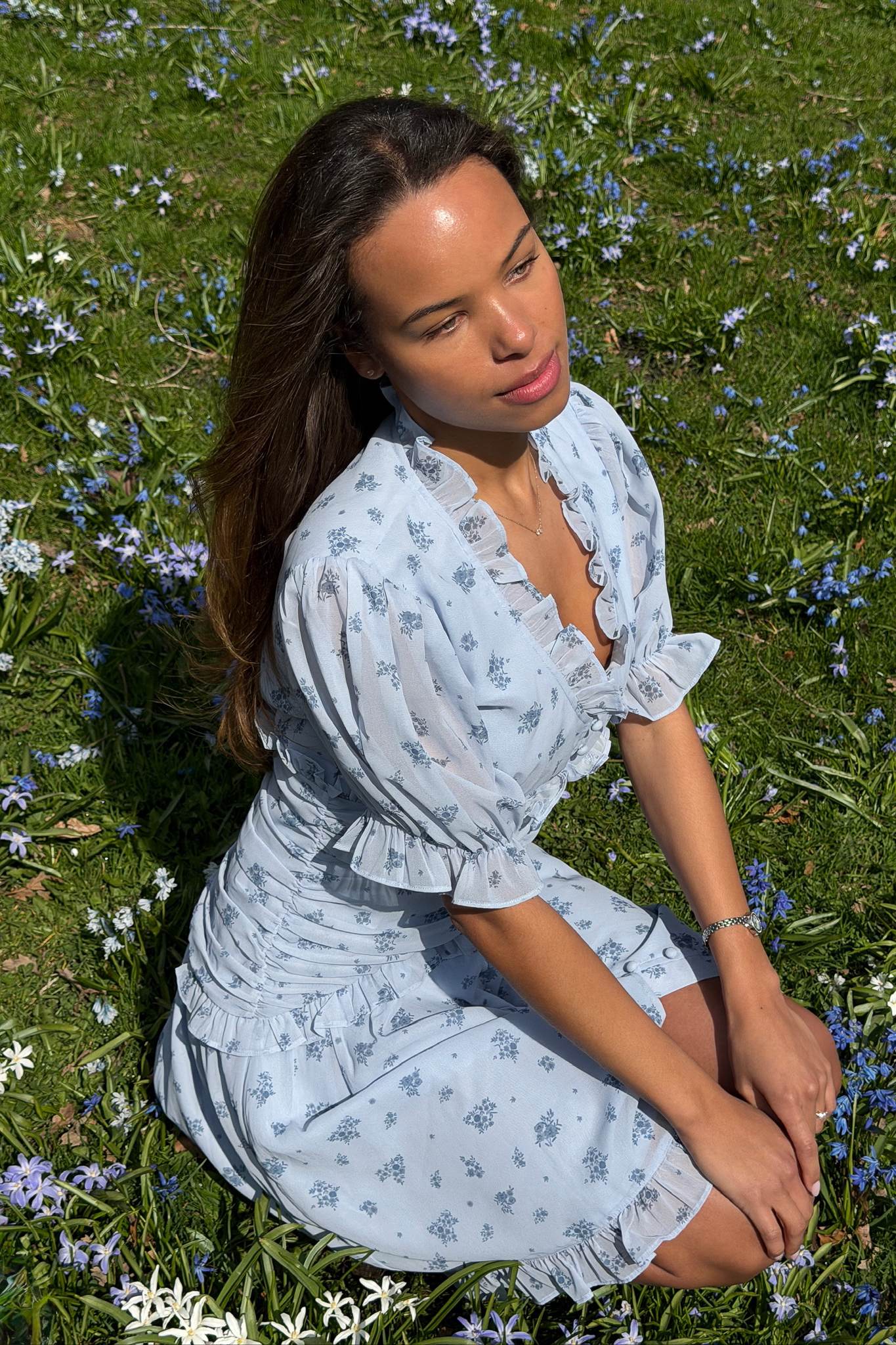 ArielIC Dress - Blue Flower Print - Image 8