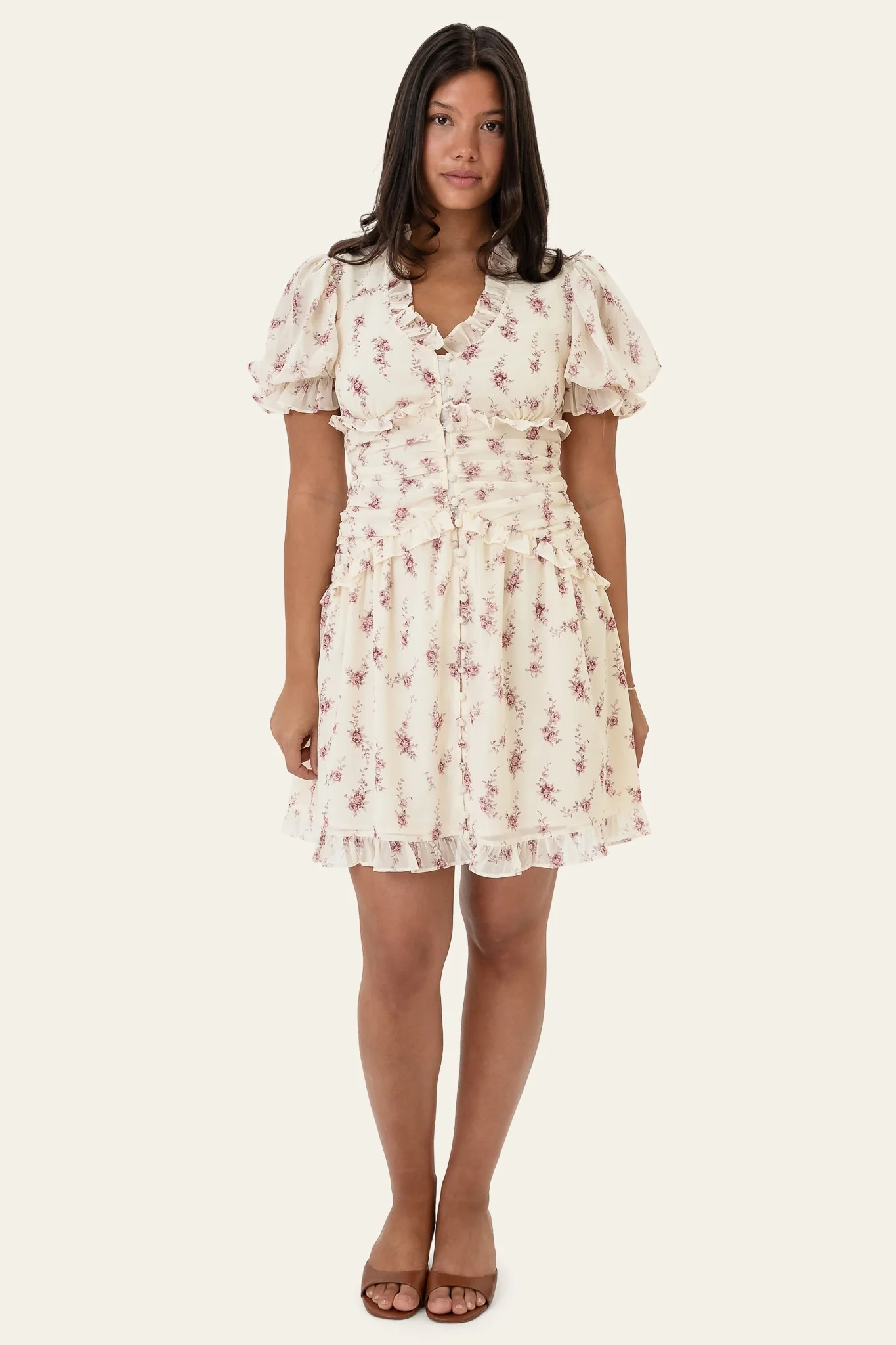 ArielIC Dress - Off White Vintage Rose