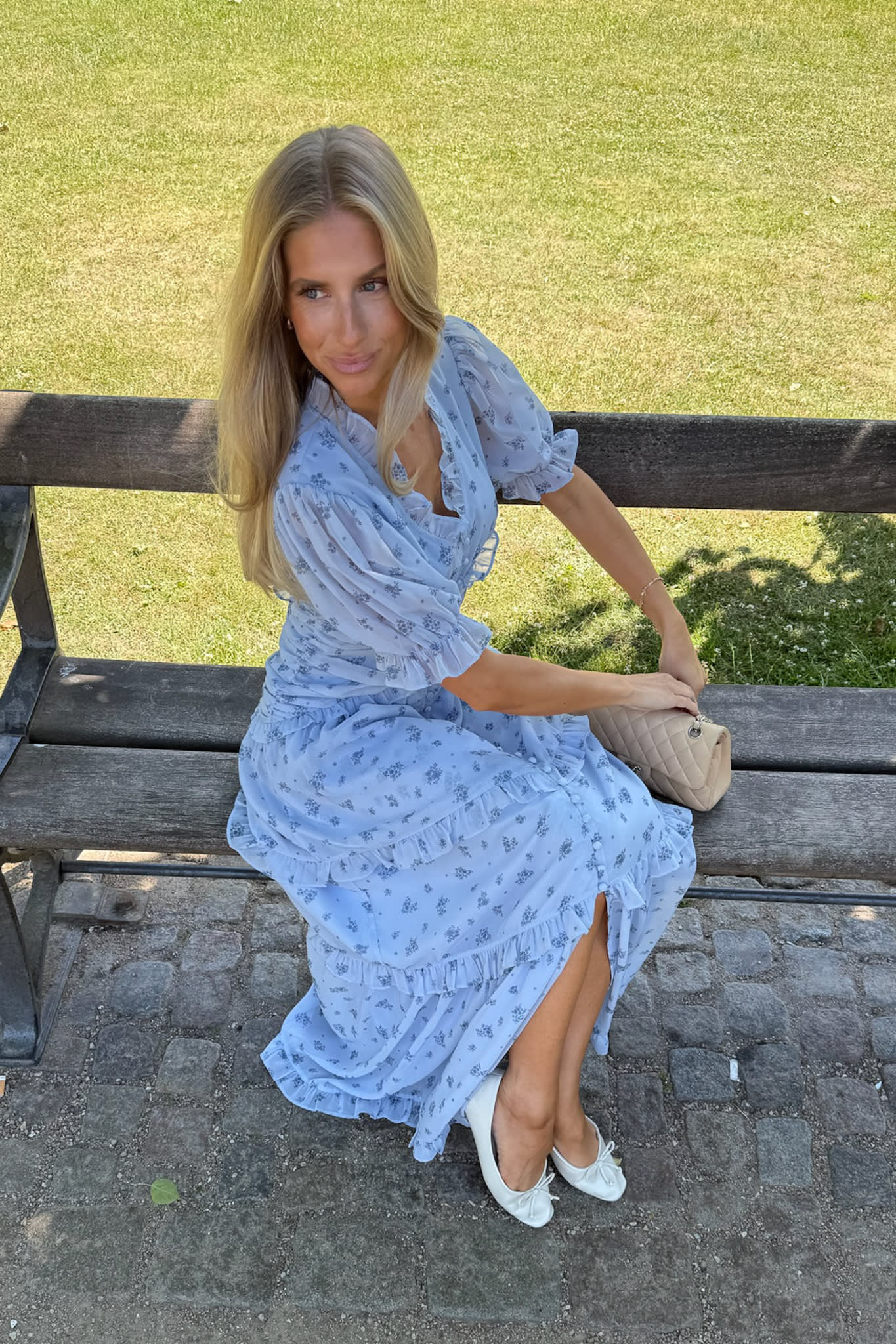 ArielIC Long Dress - Blue Flower Print - Image 7