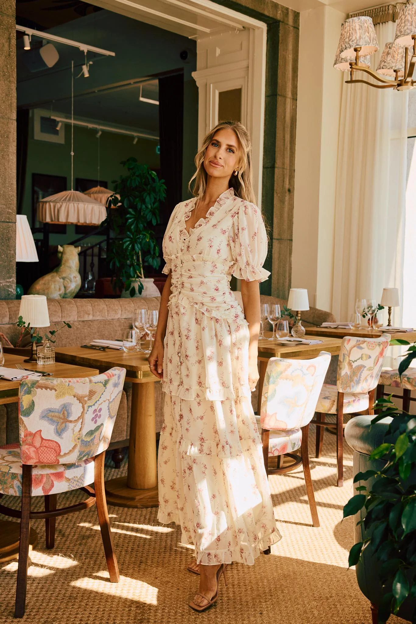 ArielIC Long Dress - Off White Vintage Rose - Image 8