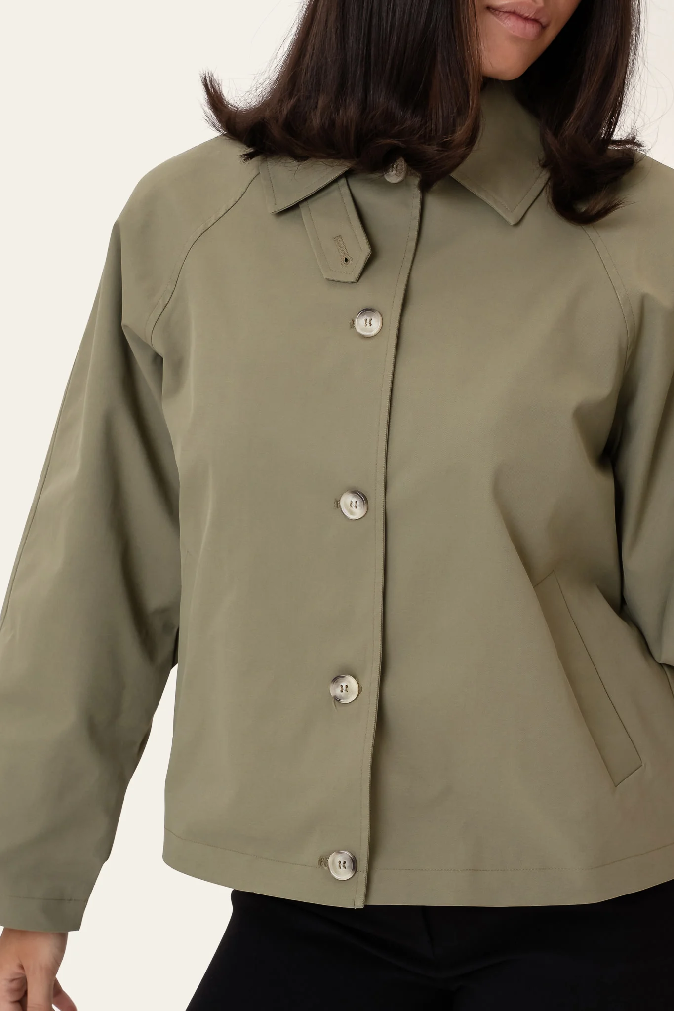 AvaIC Short Trenchcoat - Dark Khaki - Image 3