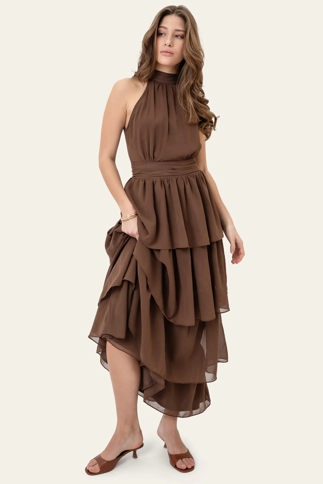 BelleIC Long Dress - Dark Brown - Image 9