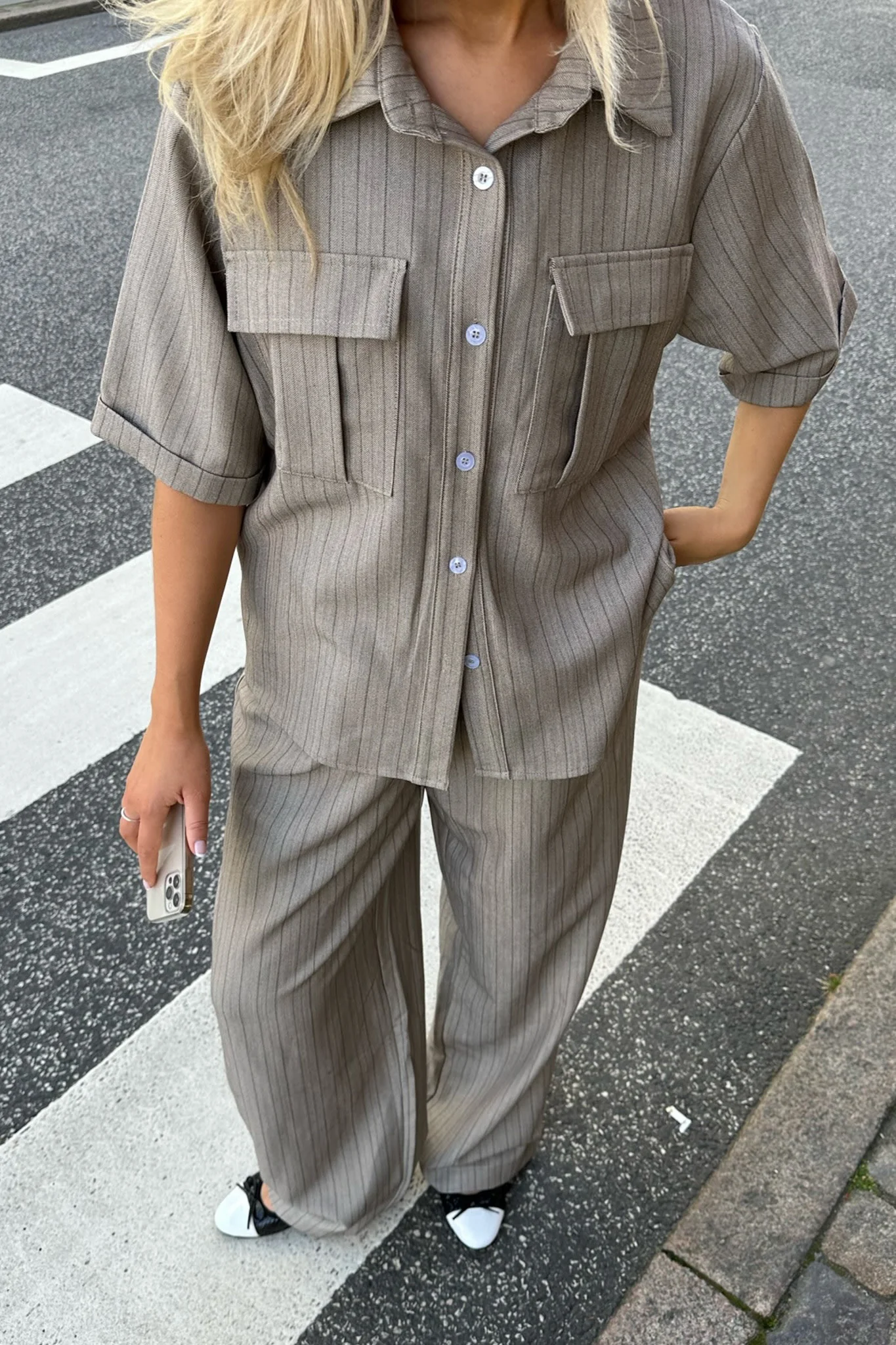 CelinaIC Pants - Dark Beige Pinstripe - Image 2