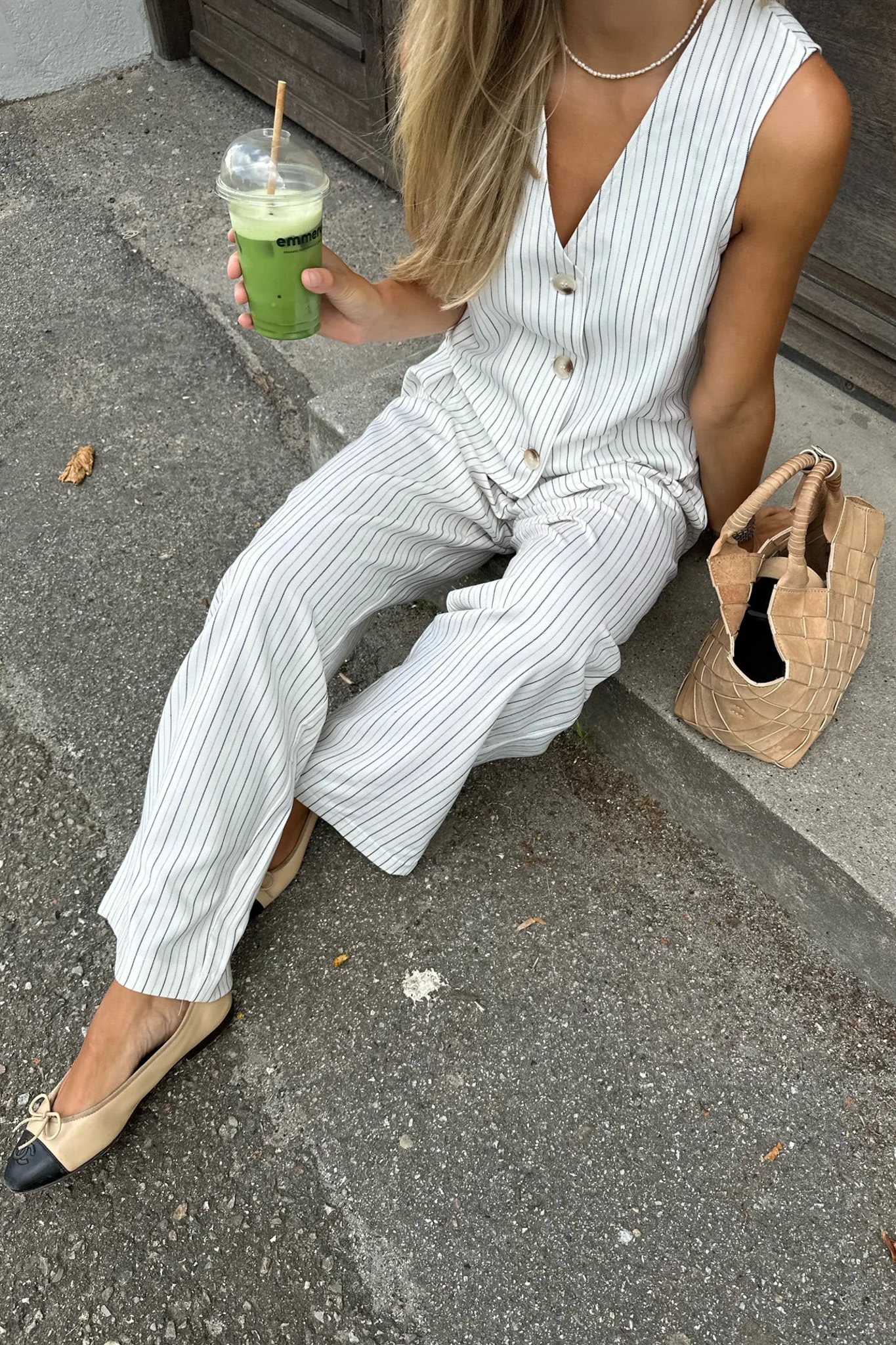 CelinaIC Pants - White/Black Pinstripe - Image 2