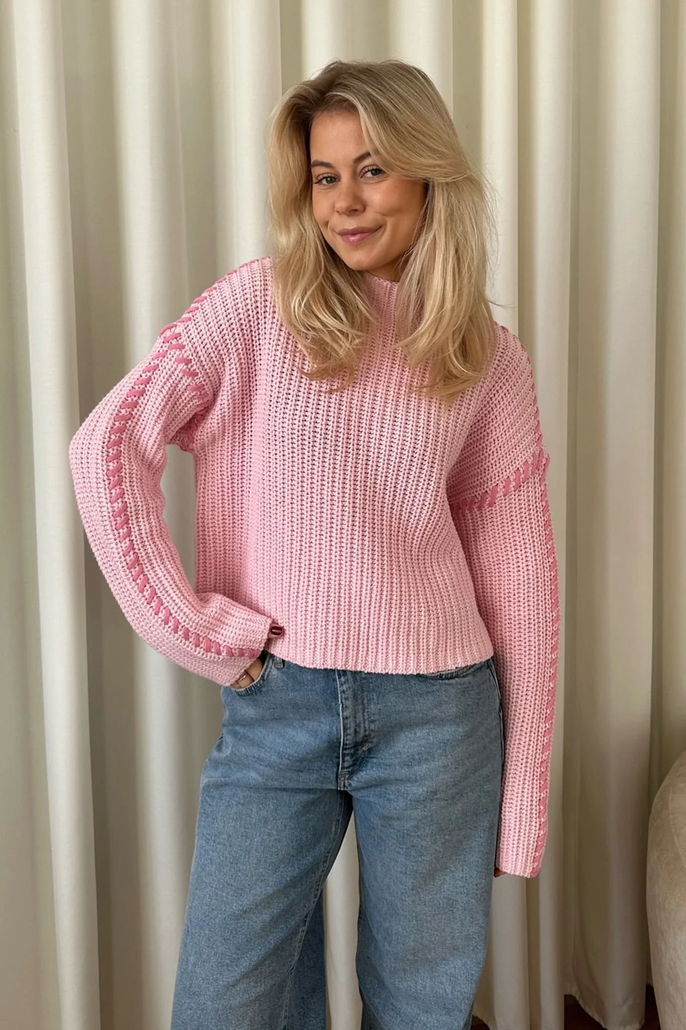 VMCream LS Funnelneck Pullover - Roseate Spoonbill With Sachet Pink