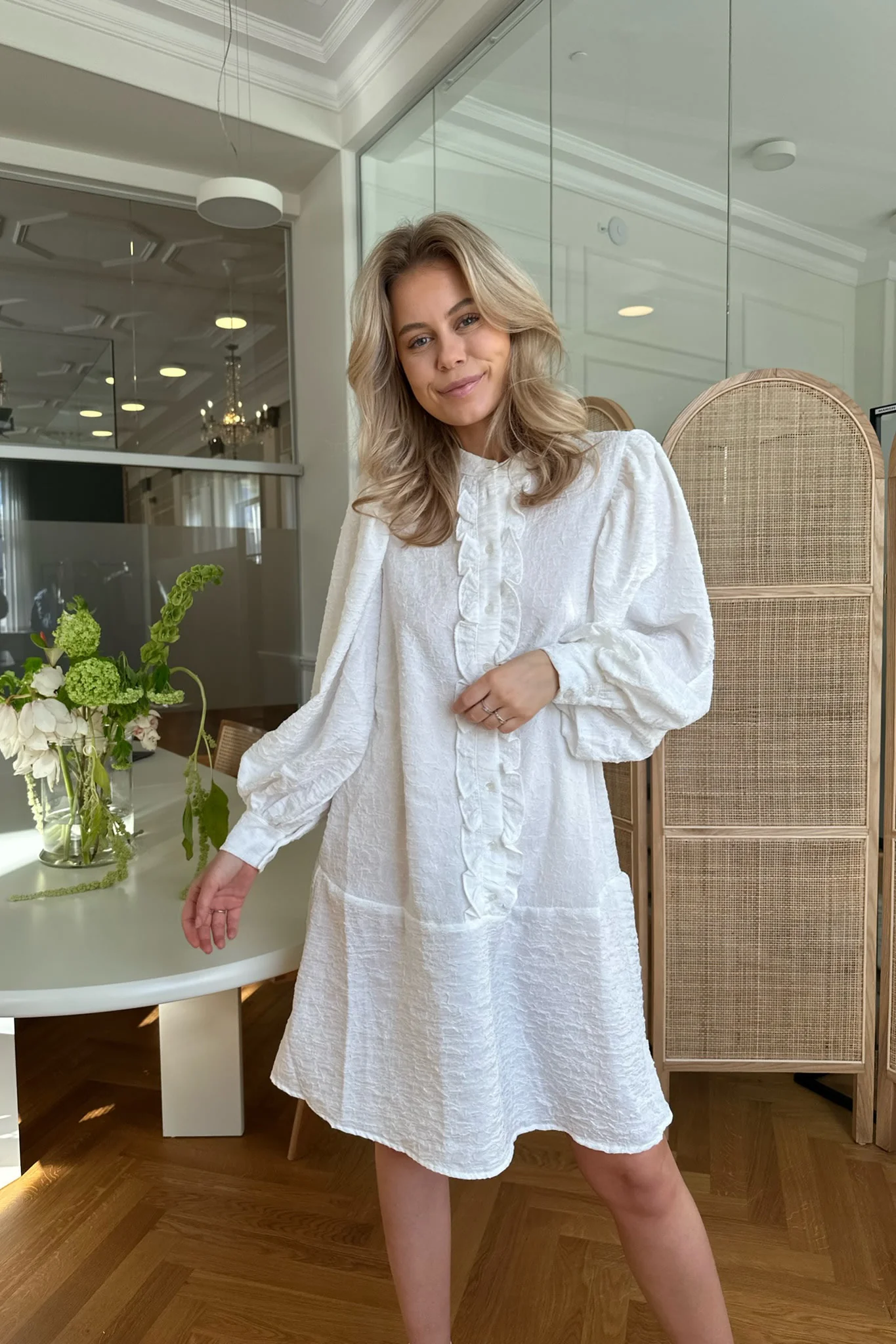 ElieIC Ruffle Dress - White