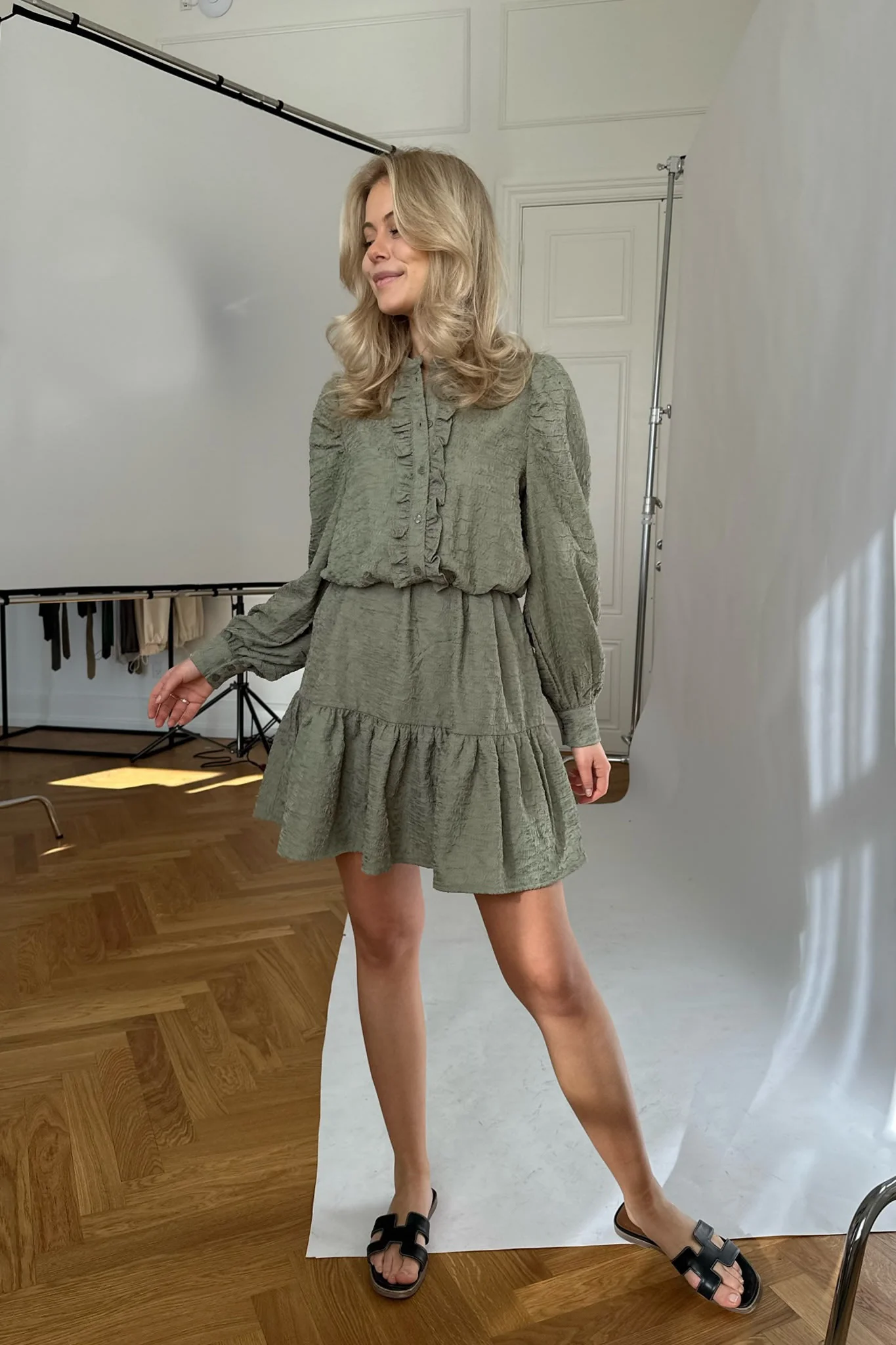 ElieaIC Ruffle Dress - Green