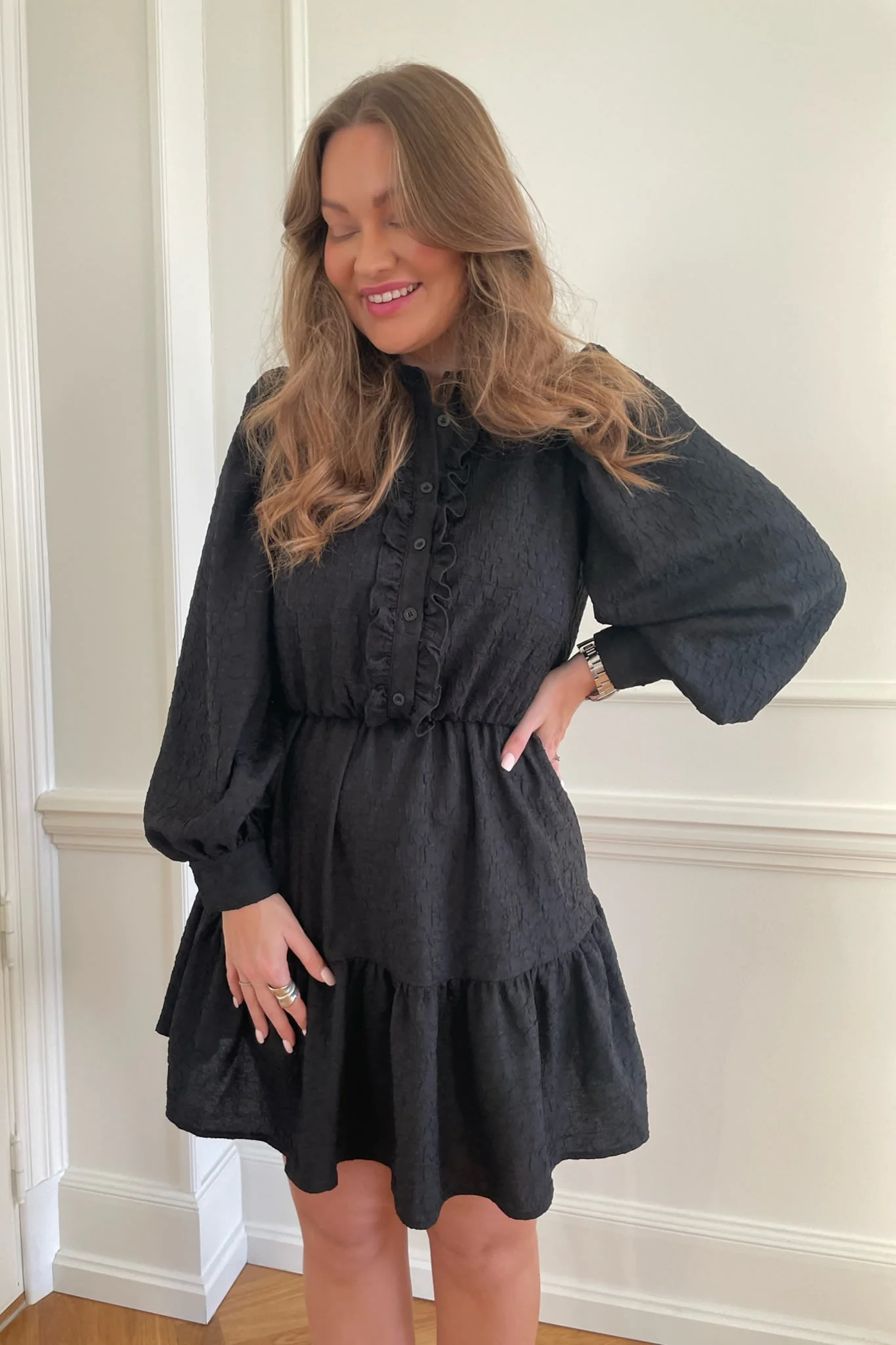 ElieaIC Ruffle Dress - Black