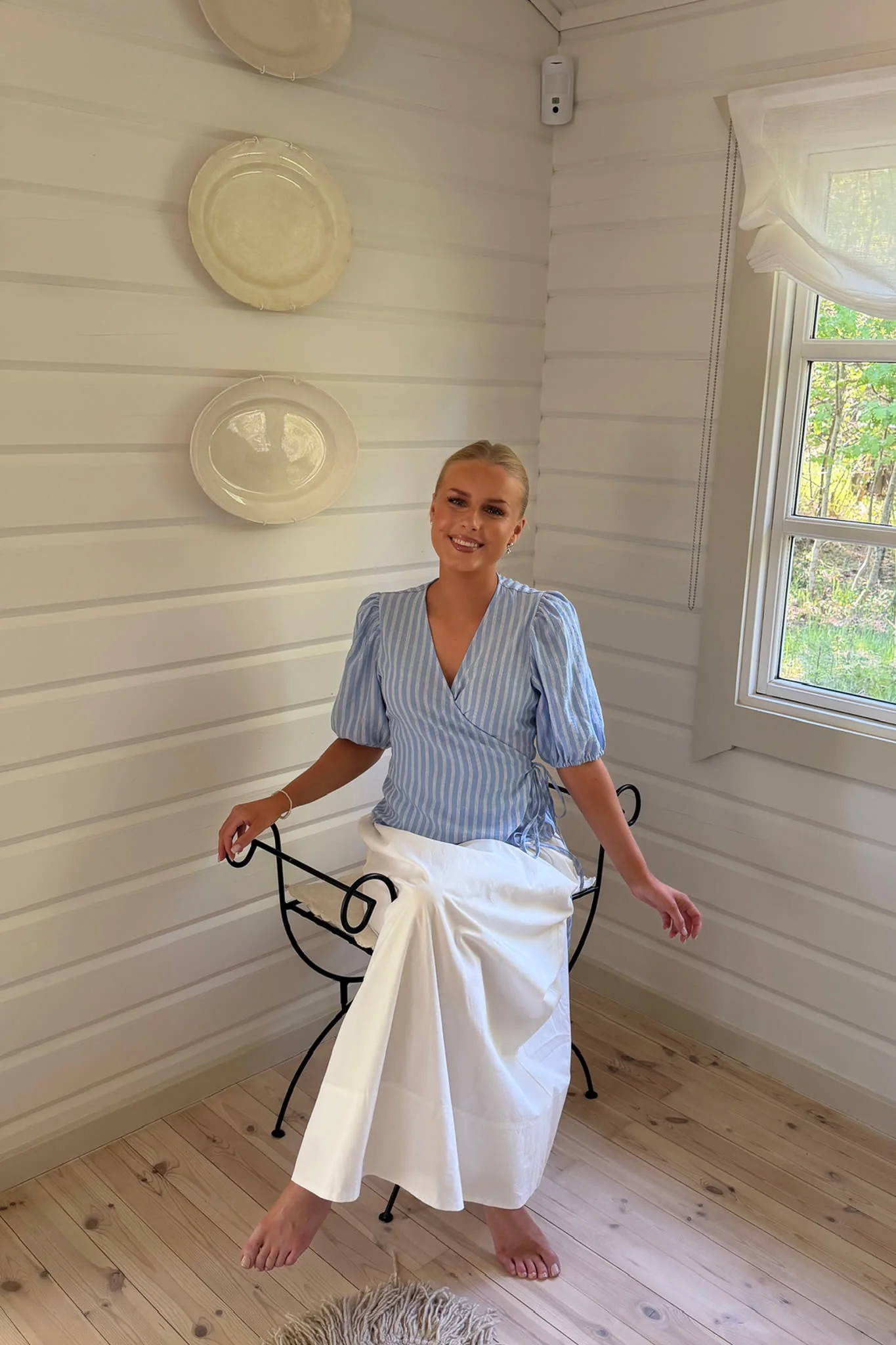 EllaIC Wrap Top - Blue White Stripes - Image 11