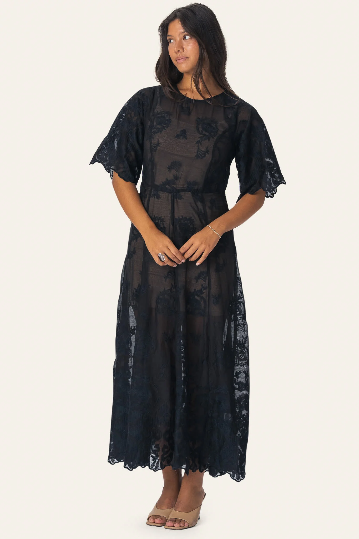 EllinorIC Lace Long Dress - Vintage Black - Image 3