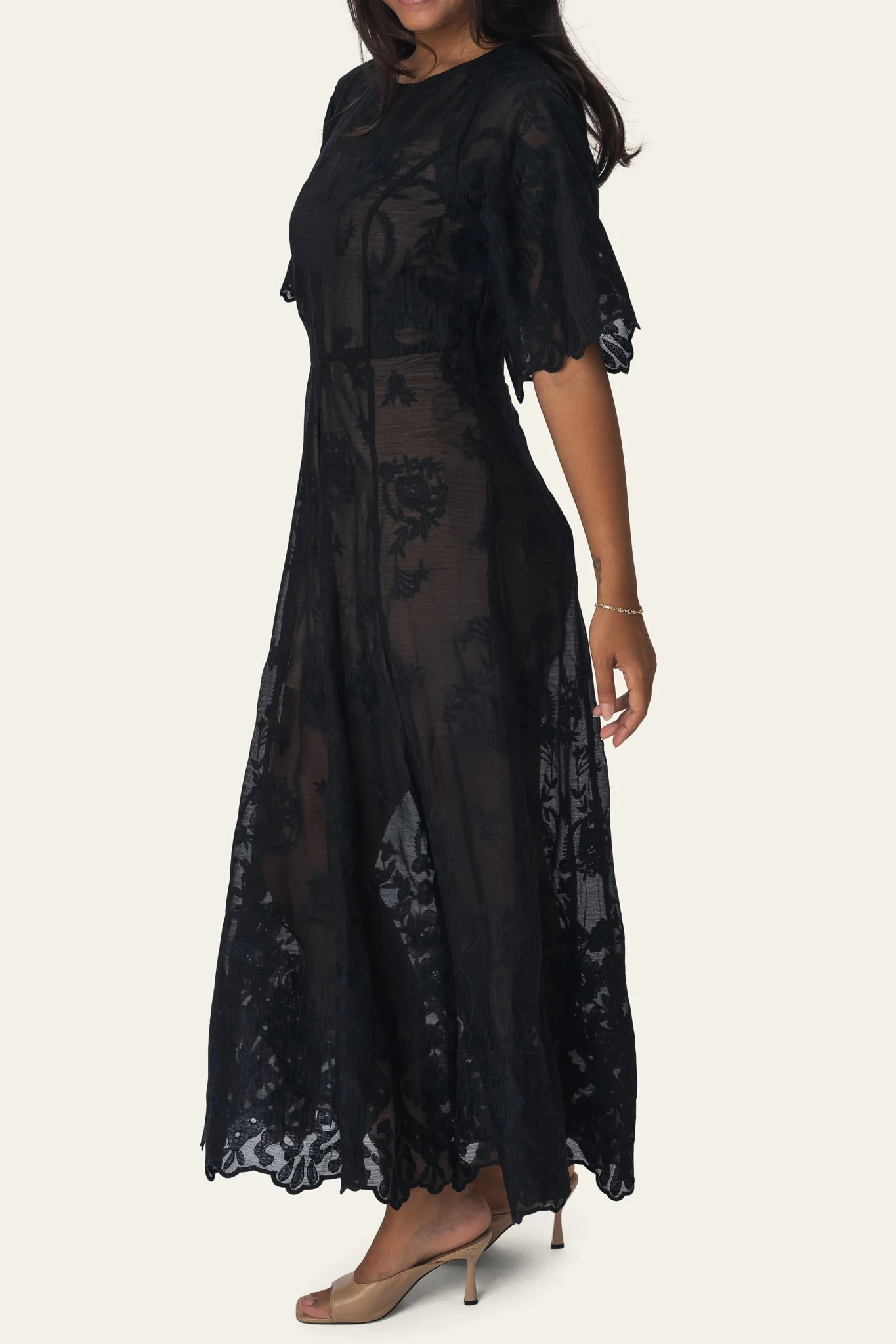 EllinorIC Lace Long Dress - Vintage Black - Image 4