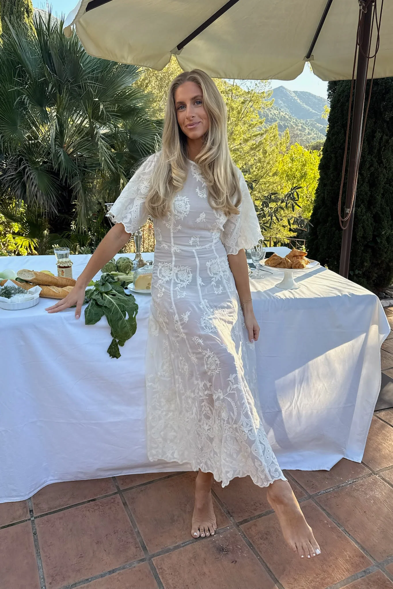 EllinorIC Lace Long Dress - Vintage White - Image 2