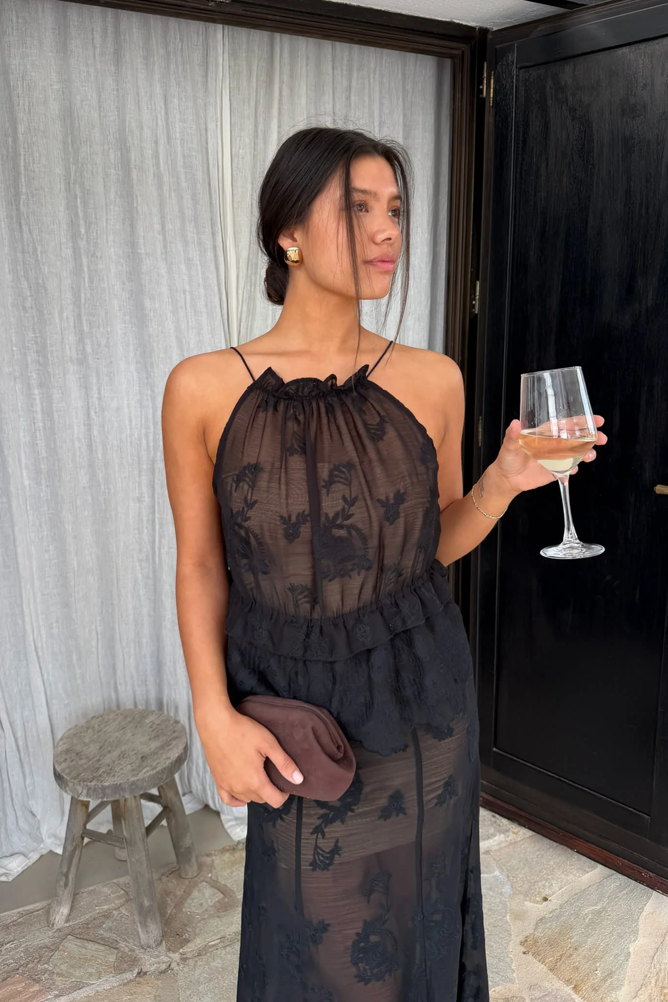 EllinorIC Lace Top - Vintage Black