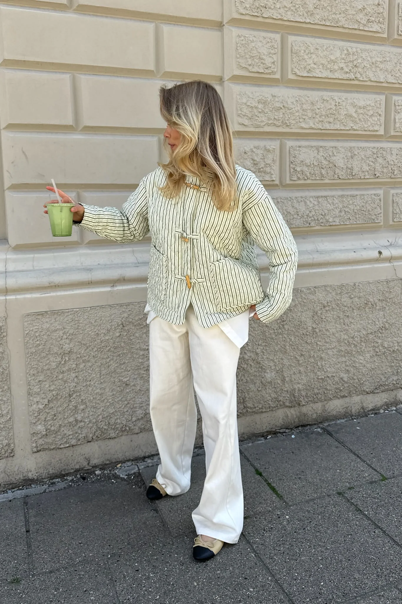 EmmaIC Quilted Jacket - Green Stripe
