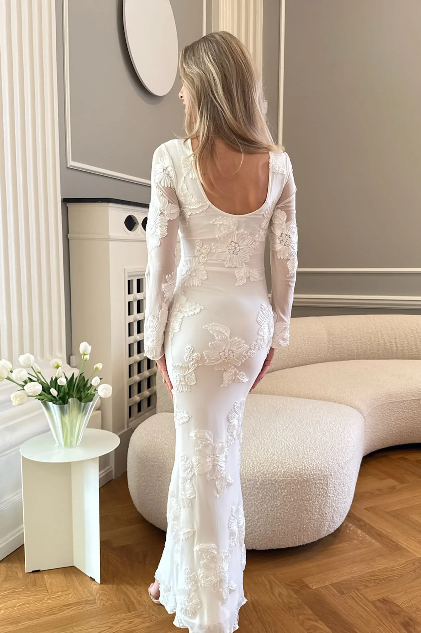 FloraIC Mesh Dress - White Flower