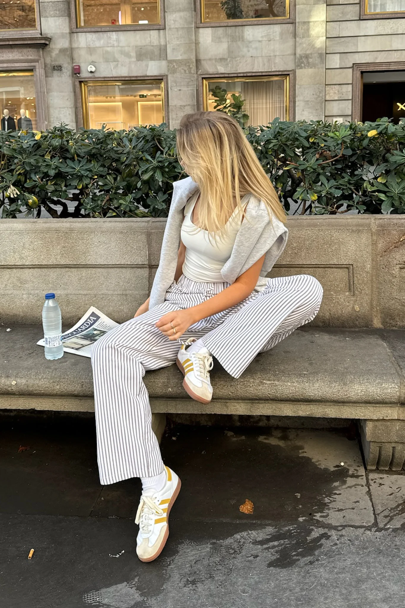 HannahIC Pants - Brown White Stripes