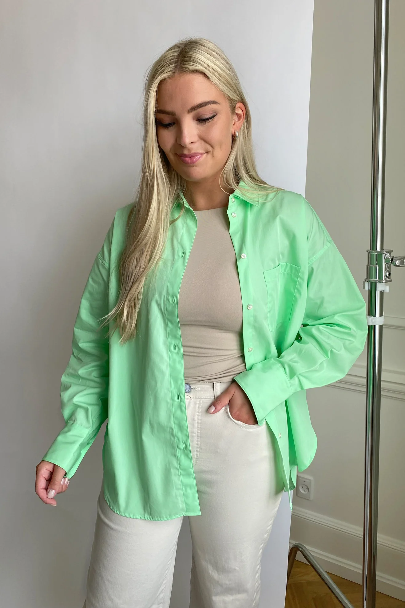 JXJamie LS Relaxed Poplin Shirt - Green Ash