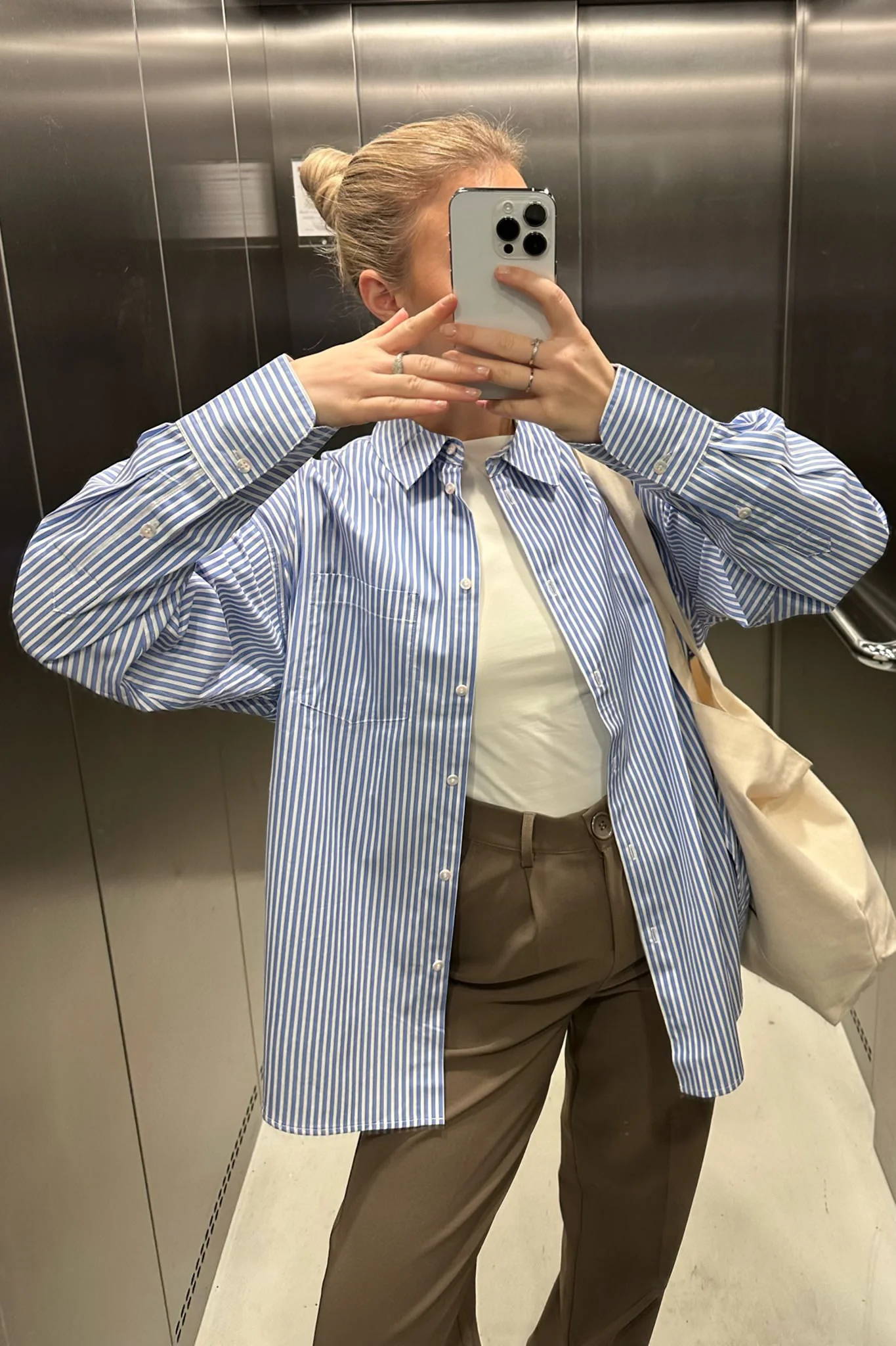 JXJamie LS Relaxed Poplin Shirt - Navy Blazer Stripes