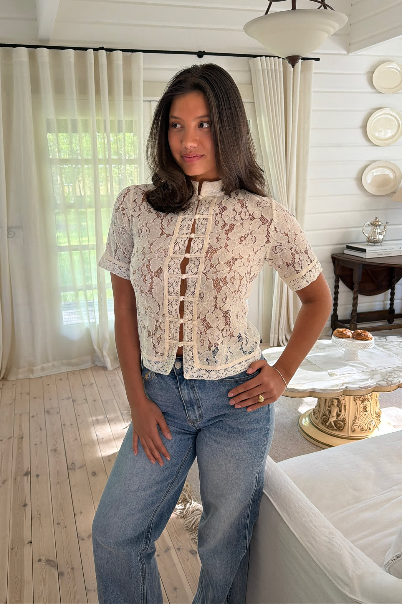 LiljaIC SS Shirt - Off White Lace - Image 11