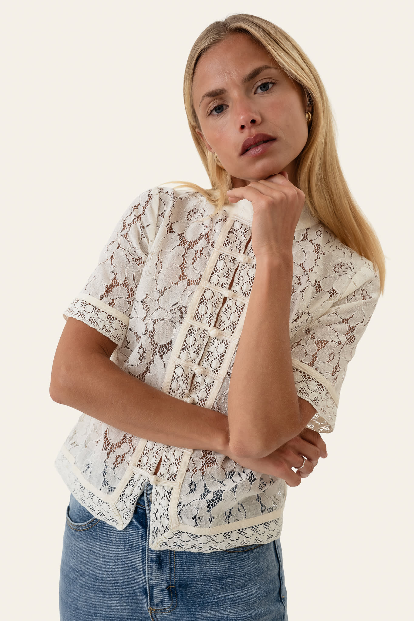 LiljaIC SS Shirt - Off White Lace - Image 5