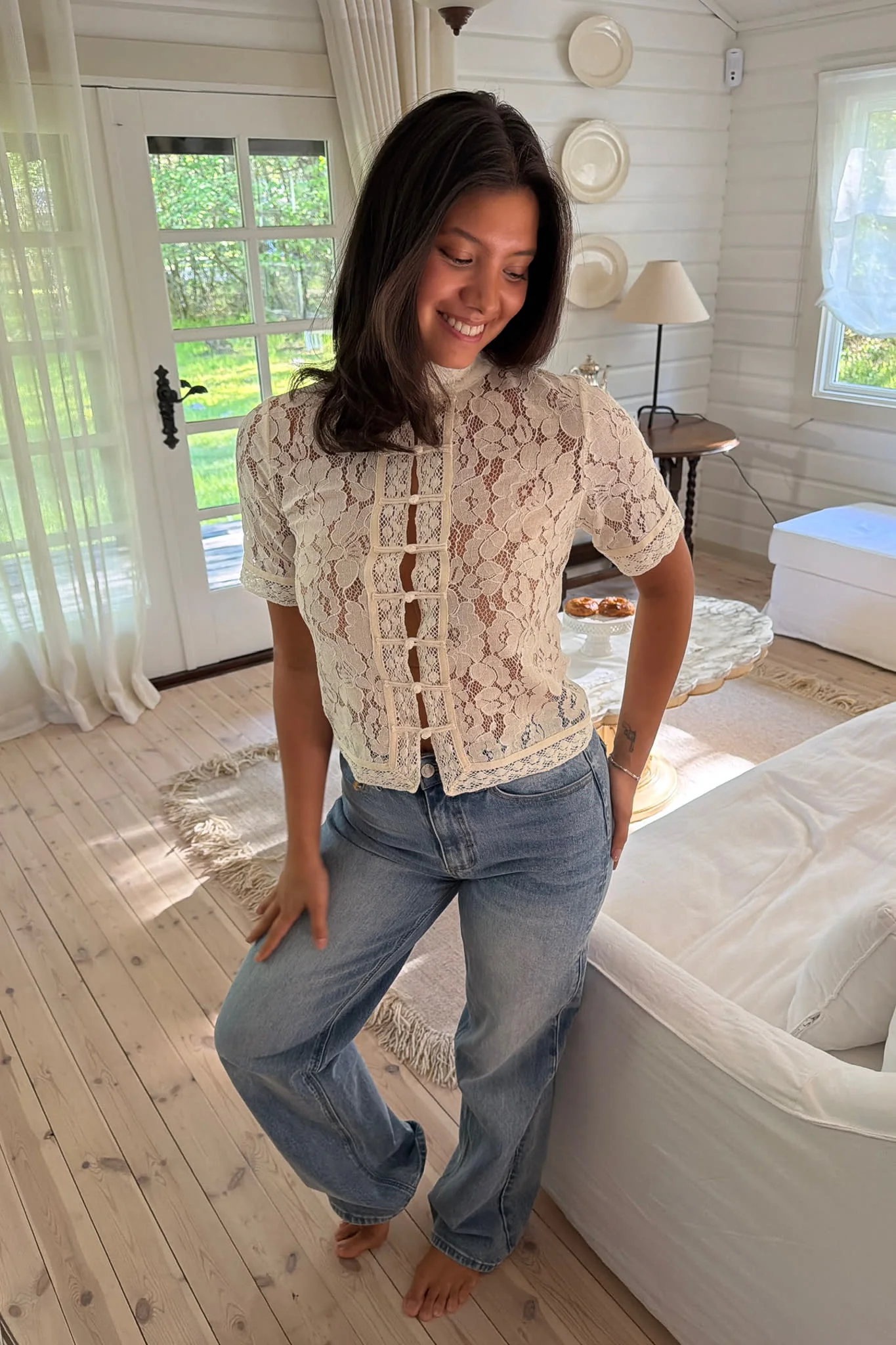 LiljaIC SS Shirt - Off White Lace - Image 8
