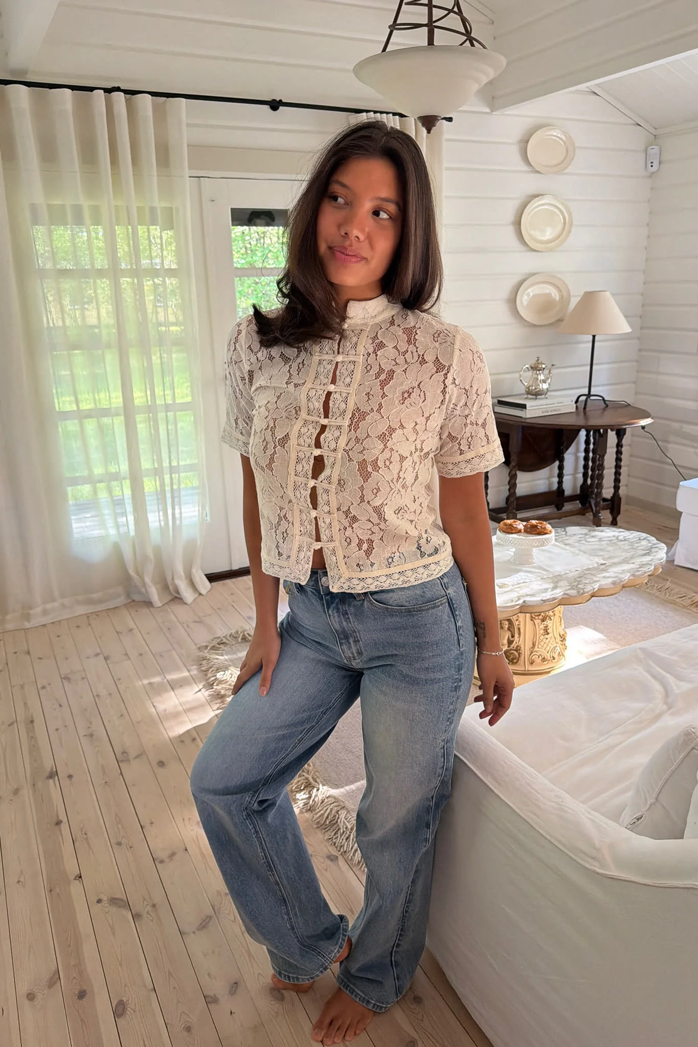 LiljaIC SS Shirt - Off White Lace - Image 9