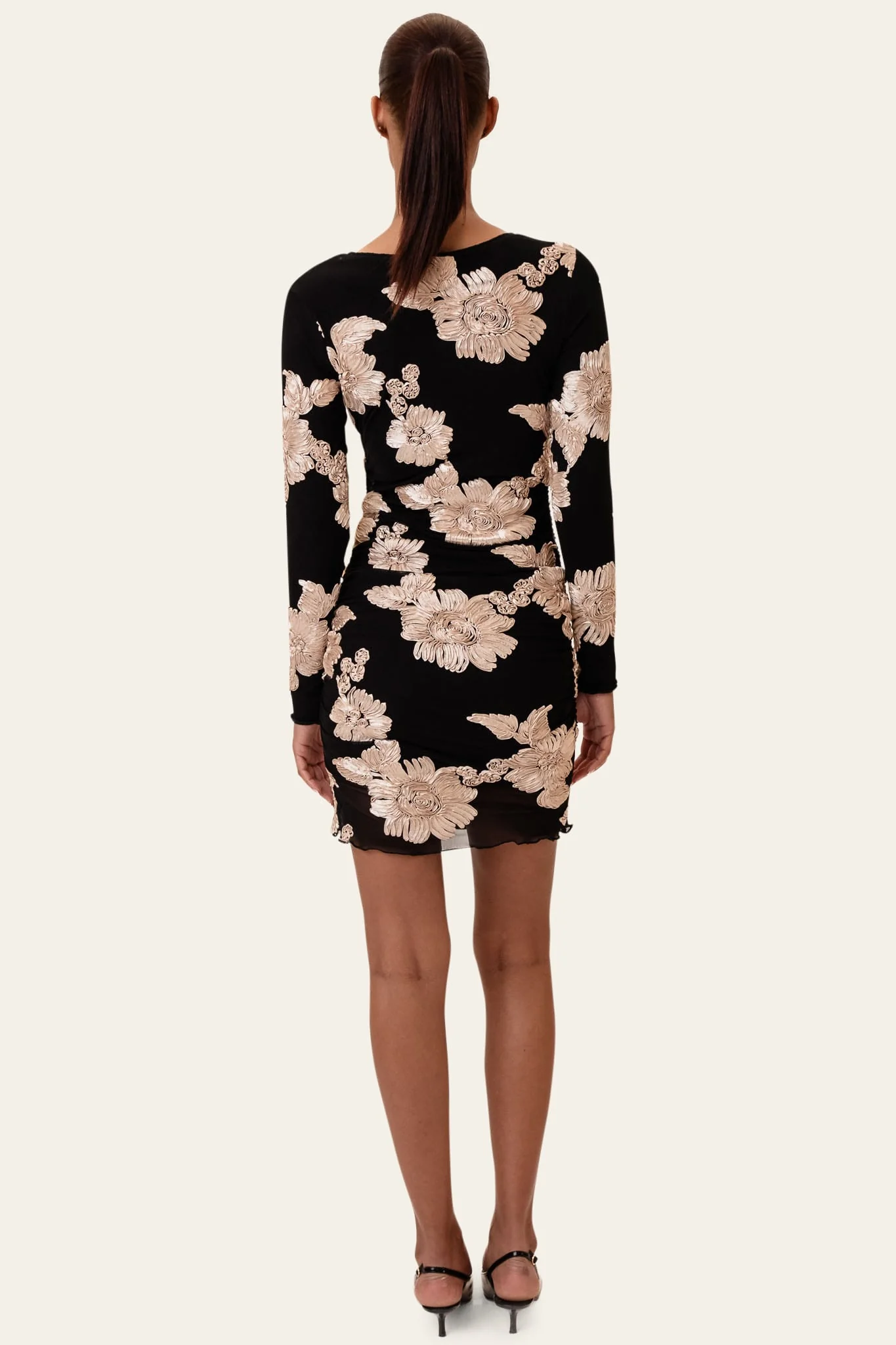 MajaIC Mesh Dress - Black Beige Flower - Image 6