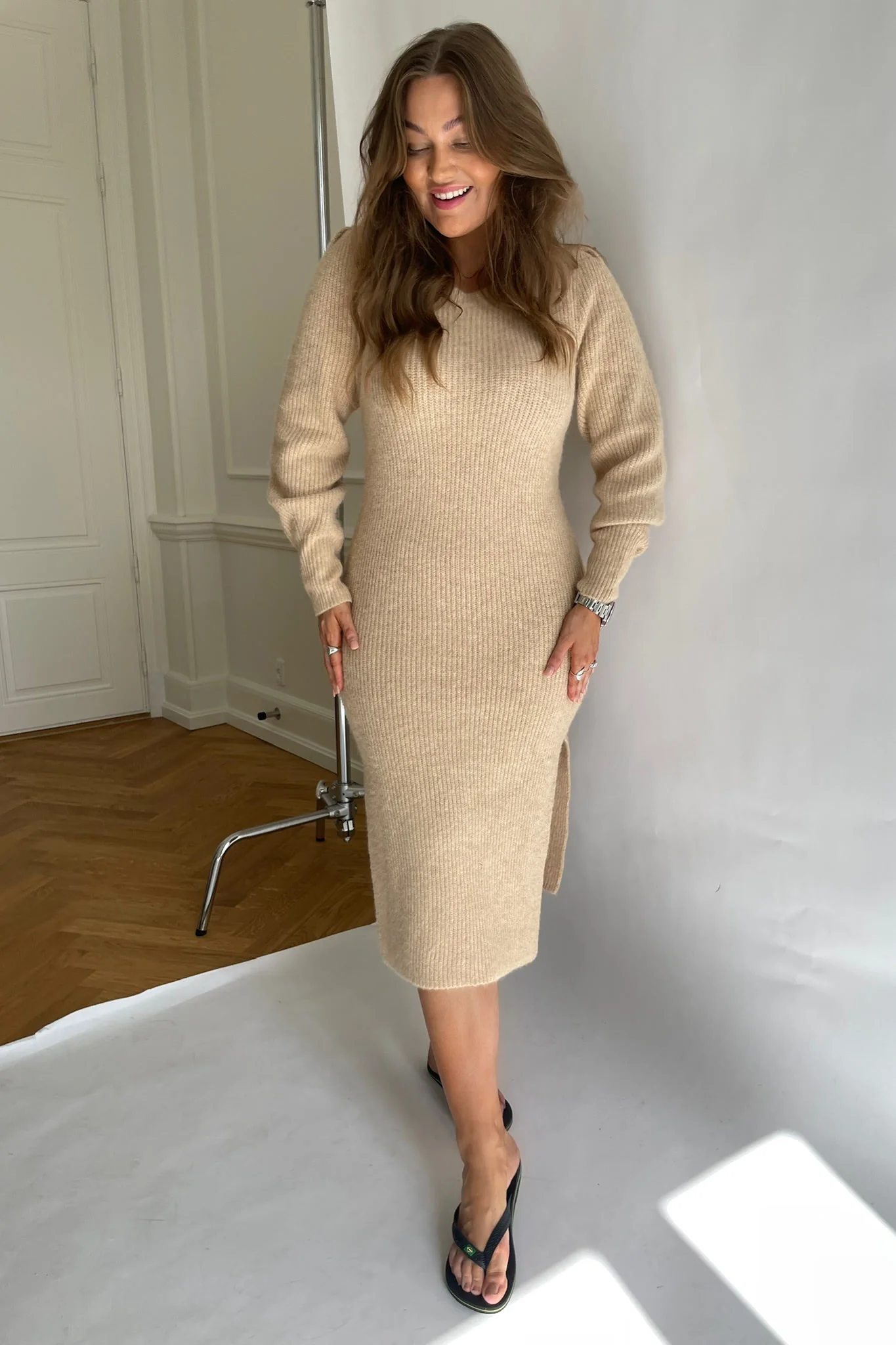 MalinIC Wool Knit Dress - Beige Melange
