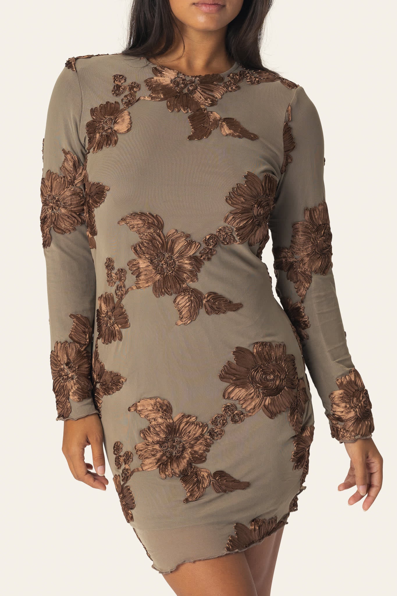 MalouIC Mesh Dress - Mocca Flower