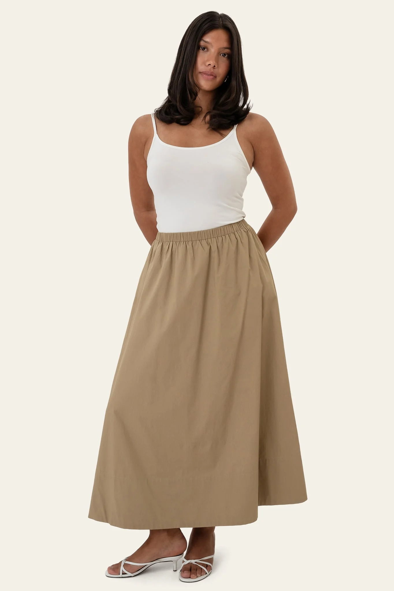 MilleIC Long Skirt - Beige Khaki