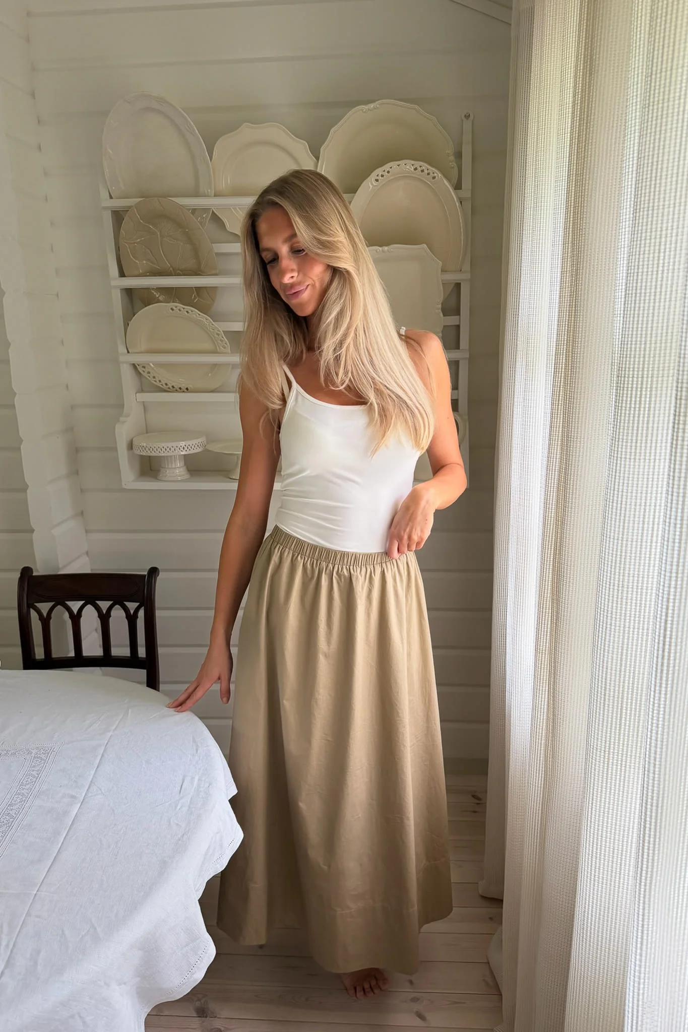 MilleIC Long Skirt - Beige Khaki - Image 2