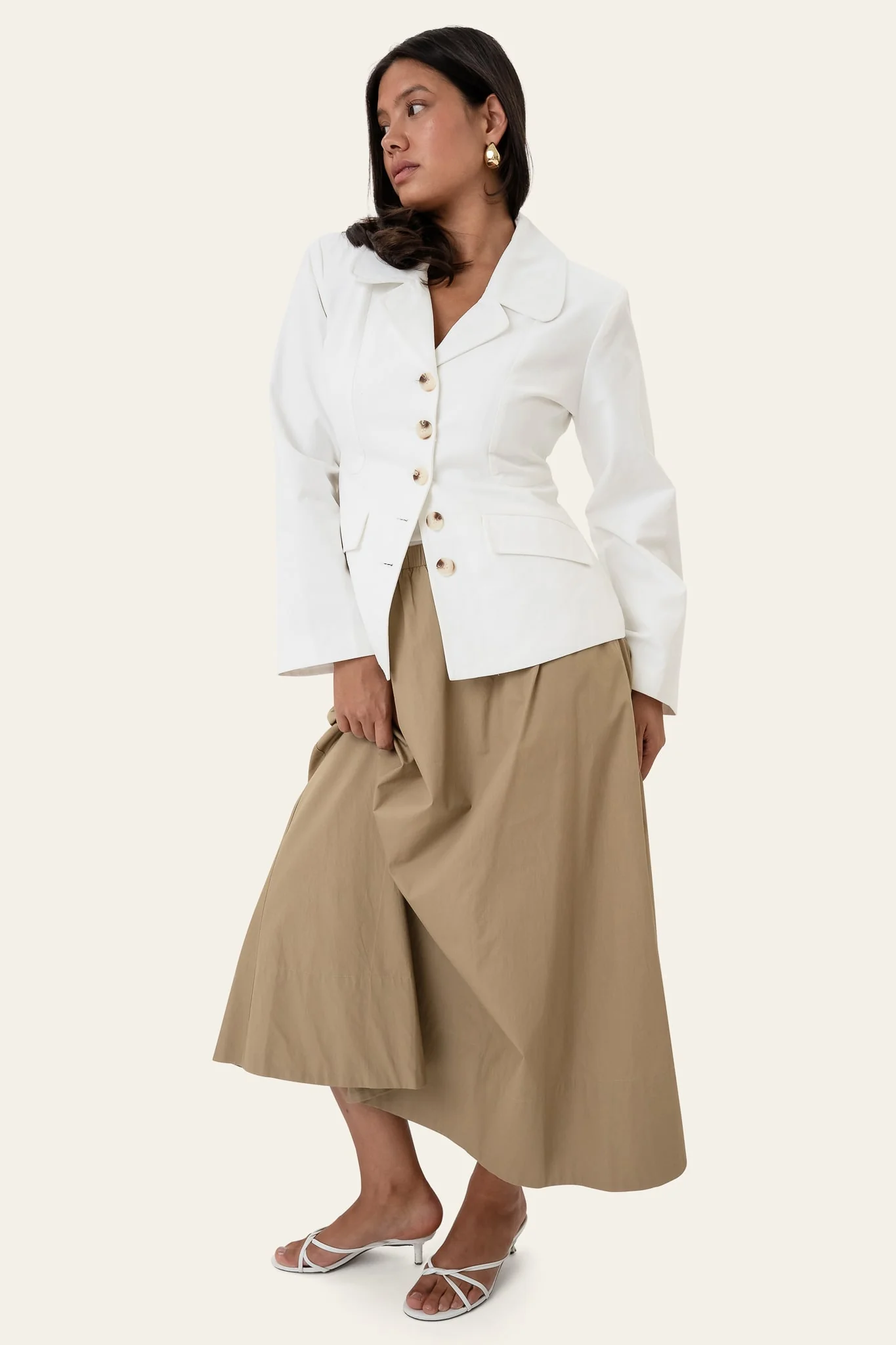 MilleIC Long Skirt - Beige Khaki - Image 6