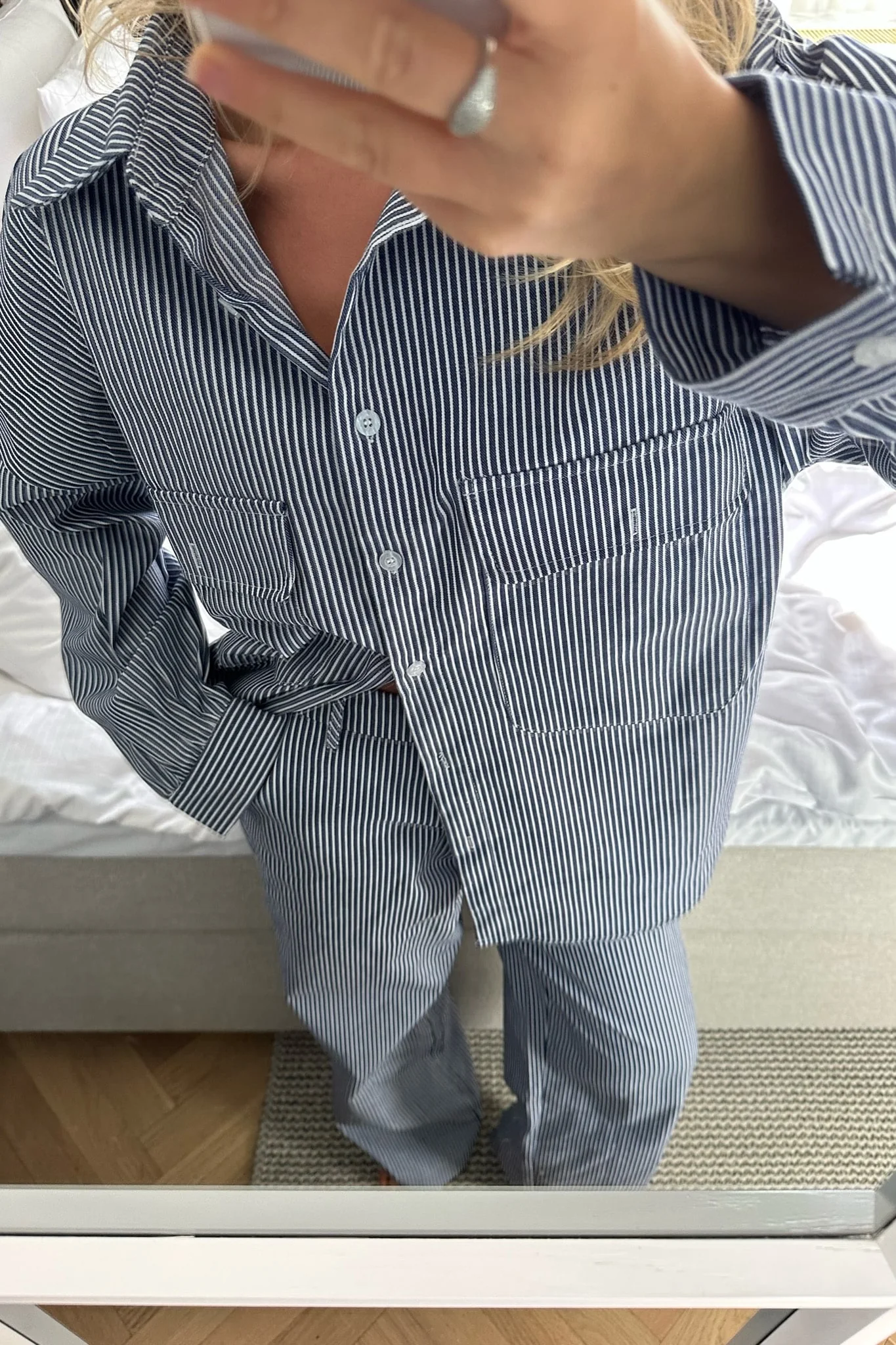 NannaIC Oversized Shirt - Blue Woven Stripe - Image 9