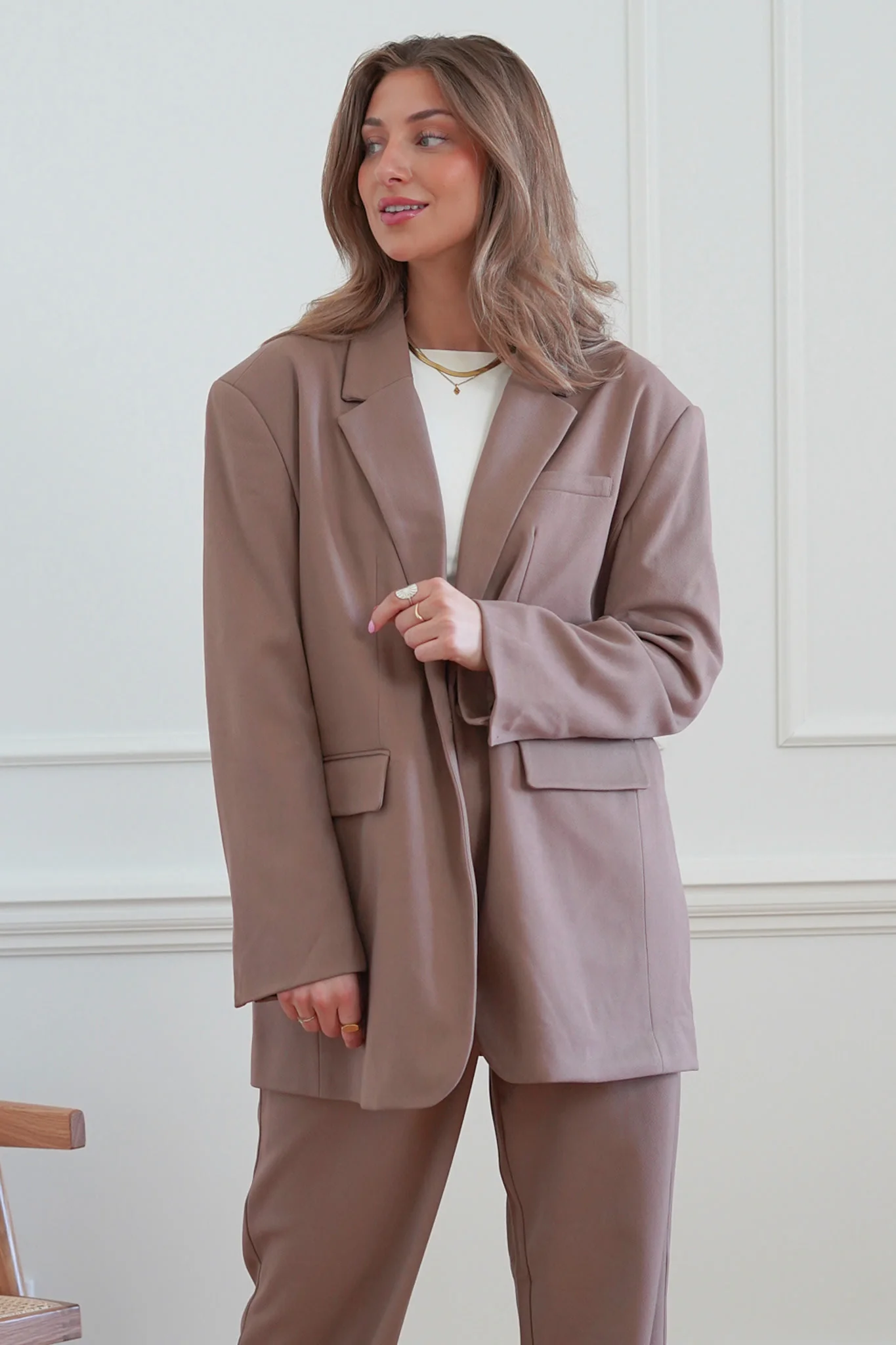 SNNaomi LS Oversize Blazer - Caribou