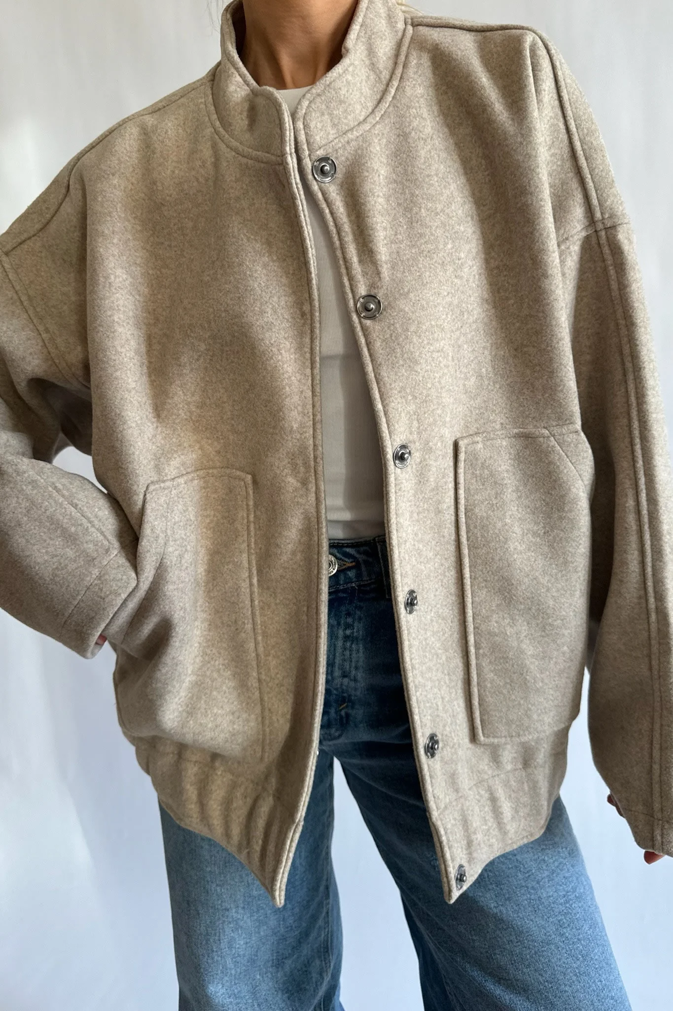 NMHalston LS Bomber Jacket - Safari Melange