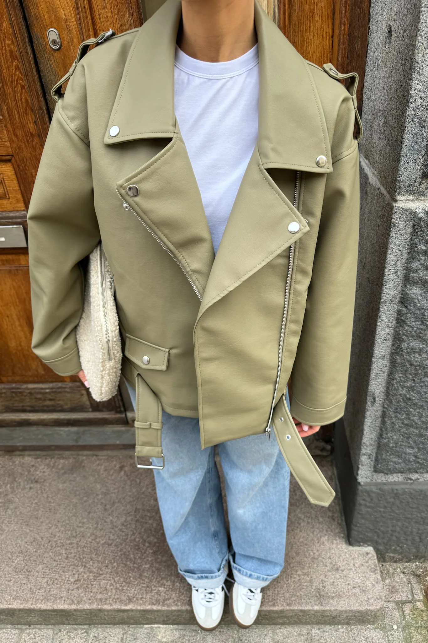 NMPaulina Oversize Biker Jacket - Mermaid