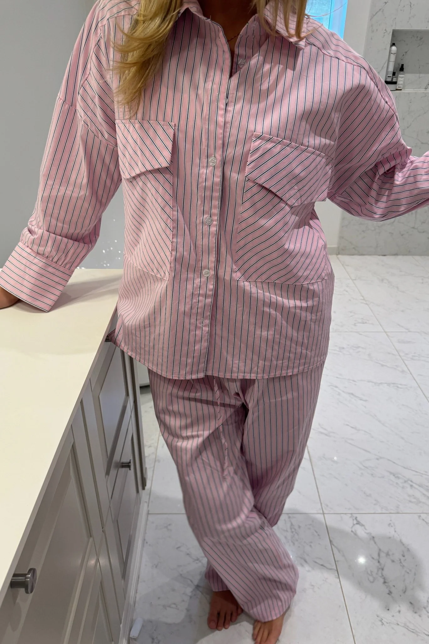 RilloIC Shirt - Light Pink White Stripe