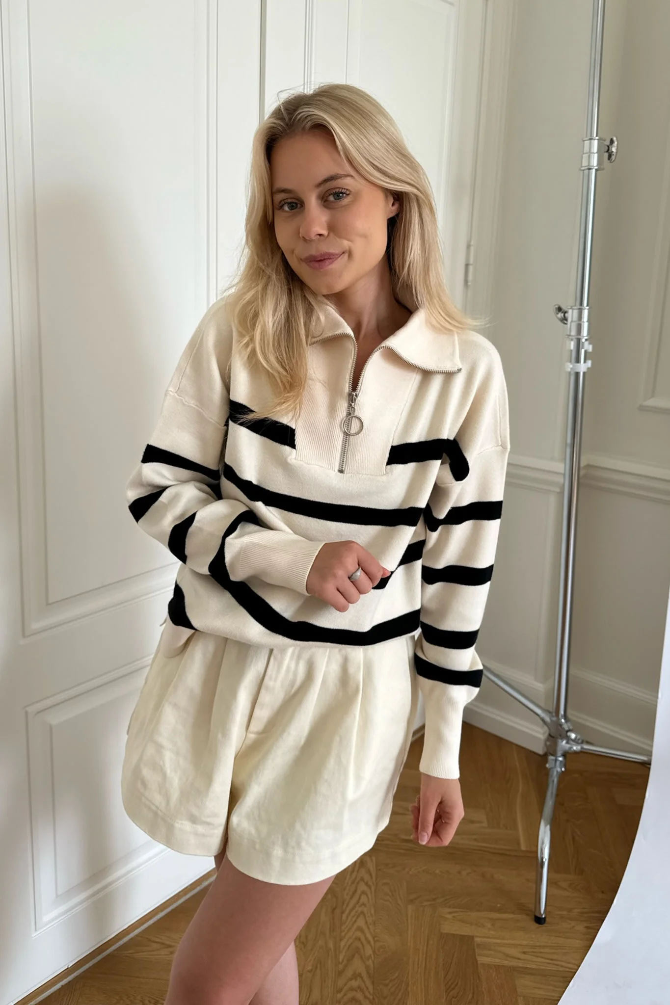 VMSaba Stripe LS Roolneck Blouse - Birch Black