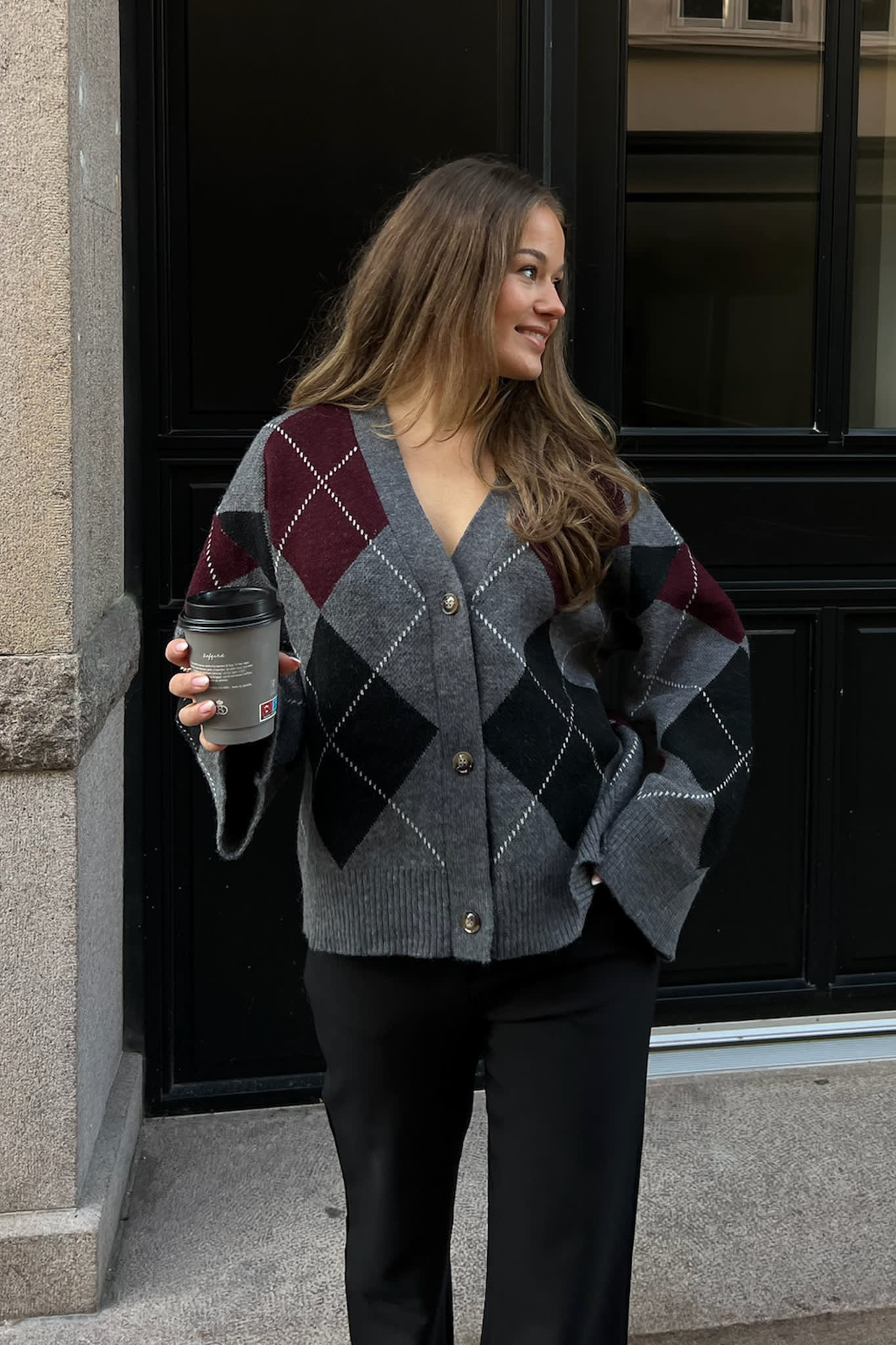 SaschaIC Cardigan - Grey Argyle