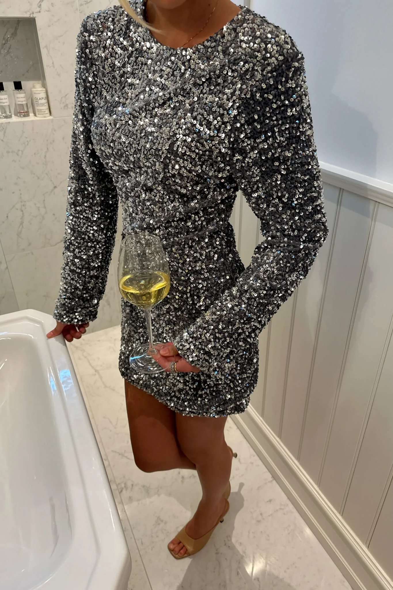 SelmaIC Sequin Dress - Grey Silver - Image 2