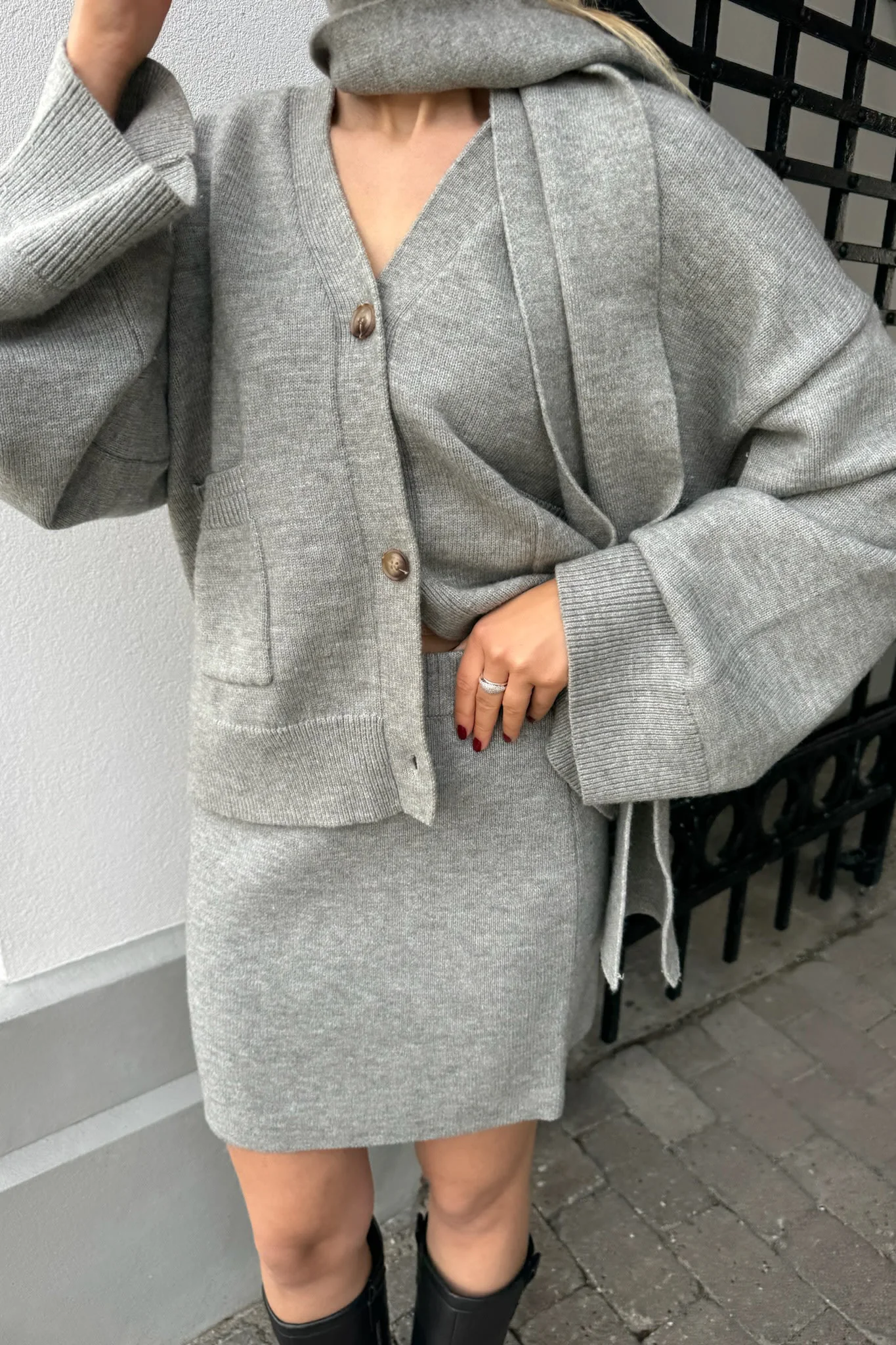 SofieIC Knit Skirt - Grey - Image 6